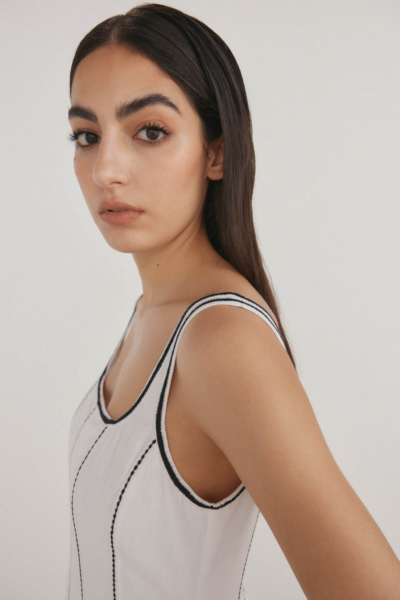 Pedro del Hierro Vestido com corte preto e branco Branco