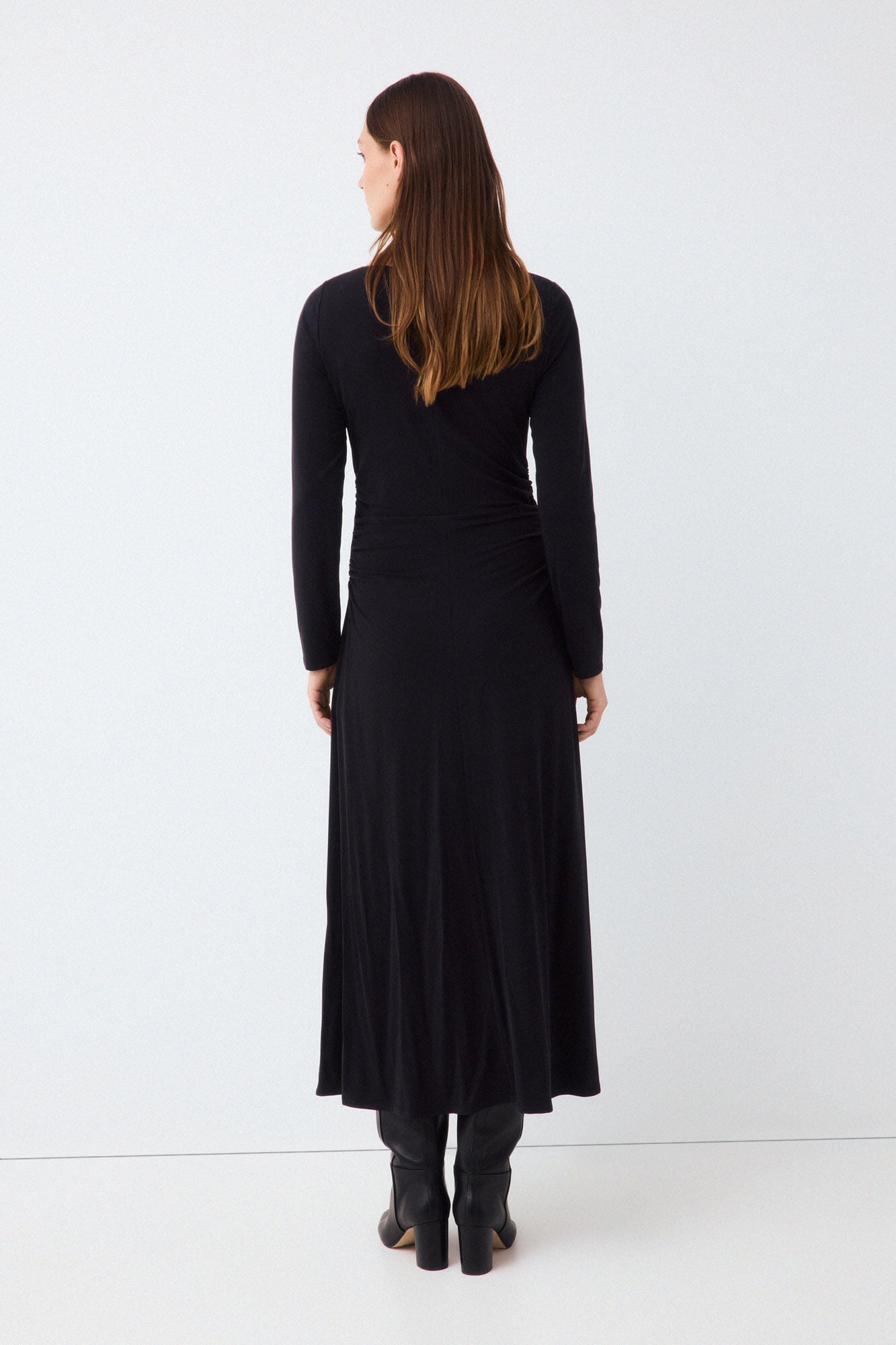 Pedro del Hierro Fluid long sleeve dress with knot detail Black