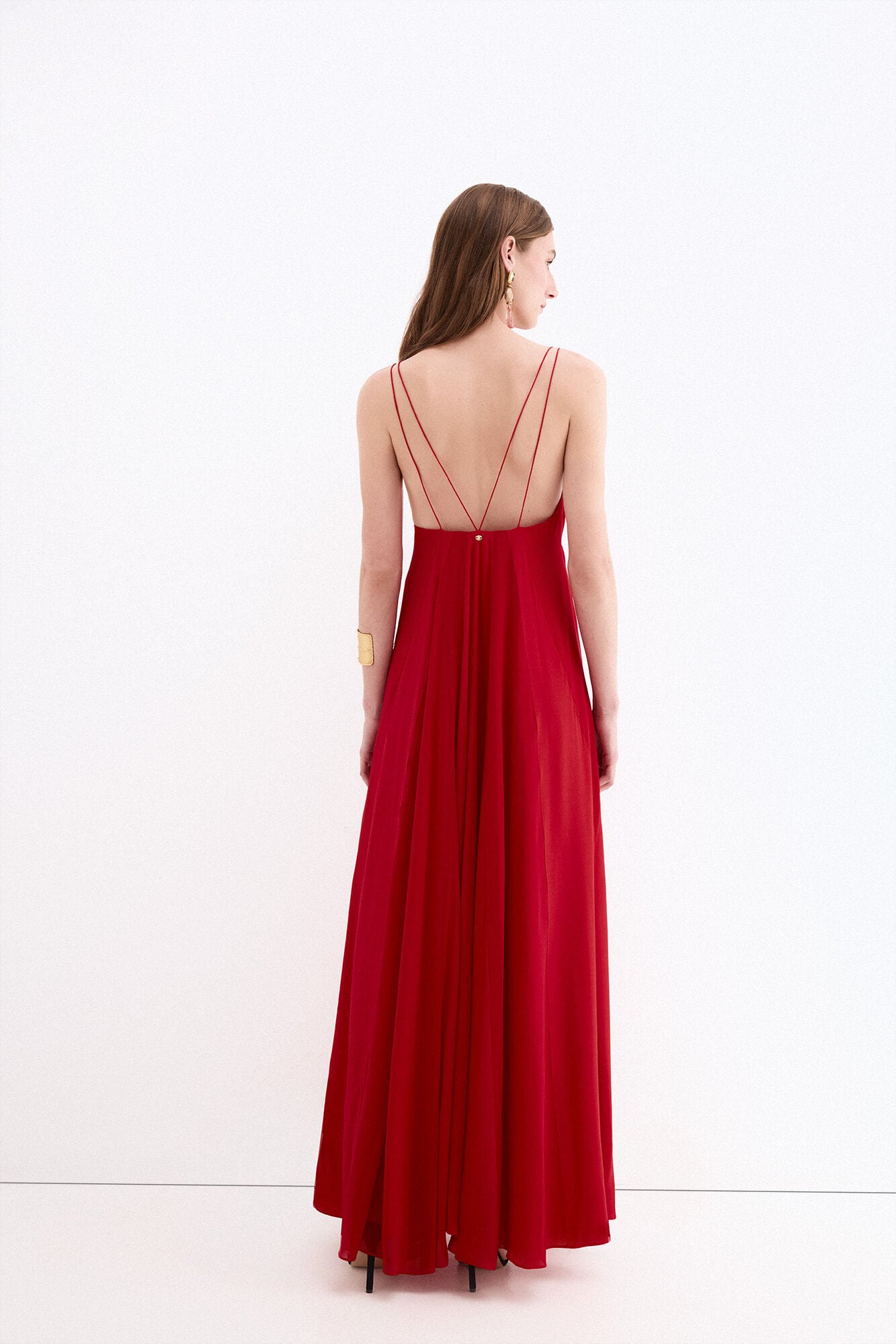Pedro del Hierro Fluid long dress with straps Red