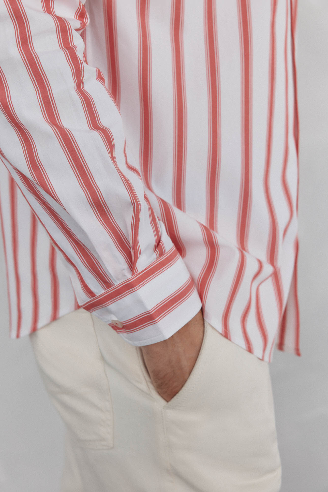 Pedro del Hierro Camisa rayas popel&iacute;n Rojo