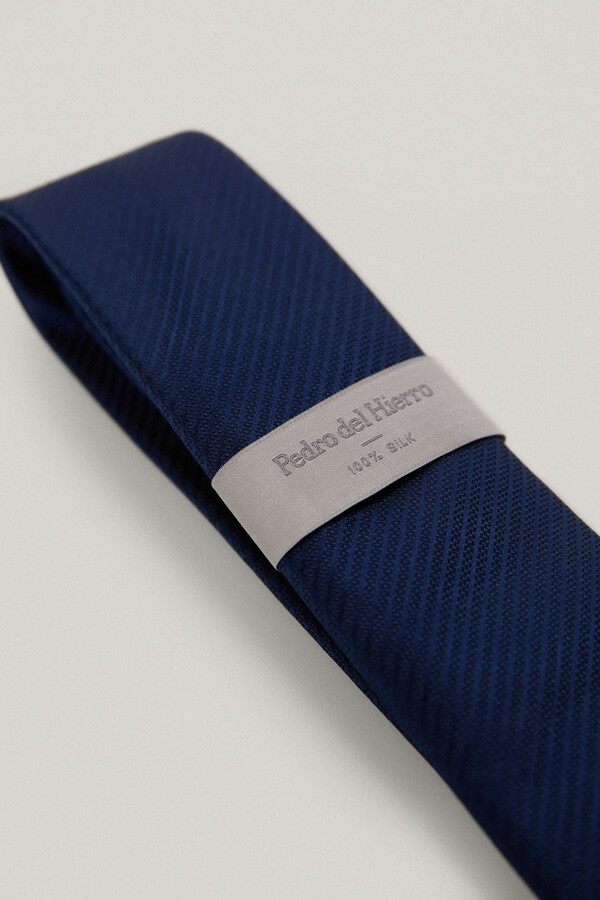 Pedro del Hierro Plain silk tie Blue