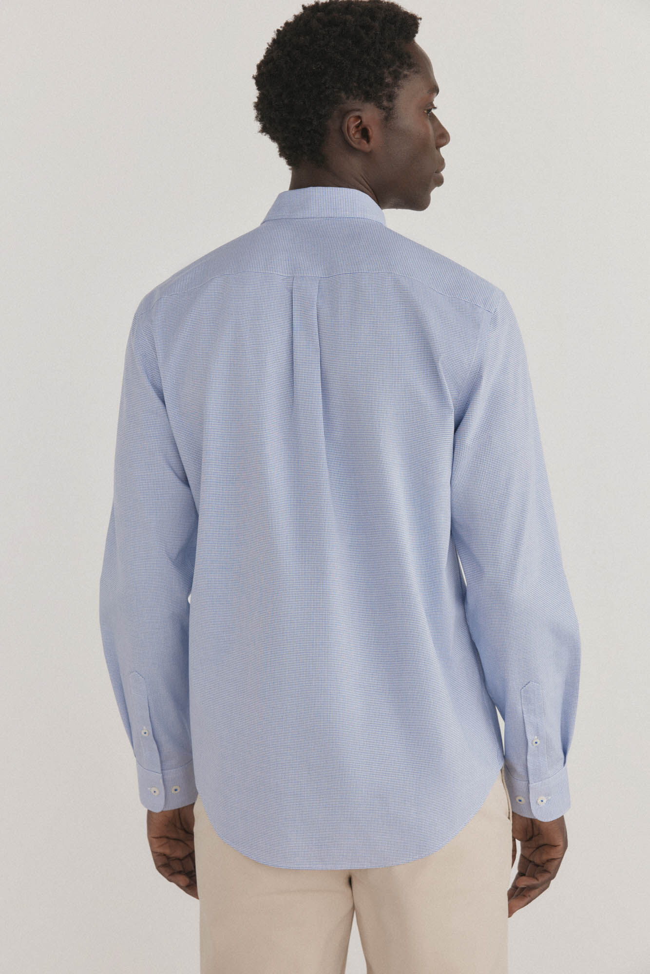 Pedro del Hierro Non-iron + stain-resistant plaid shirt Blue