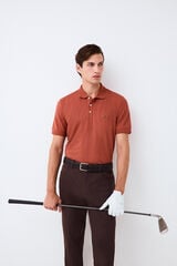 Pedro del Hierro Plain jacquard collar polo shirt Orange