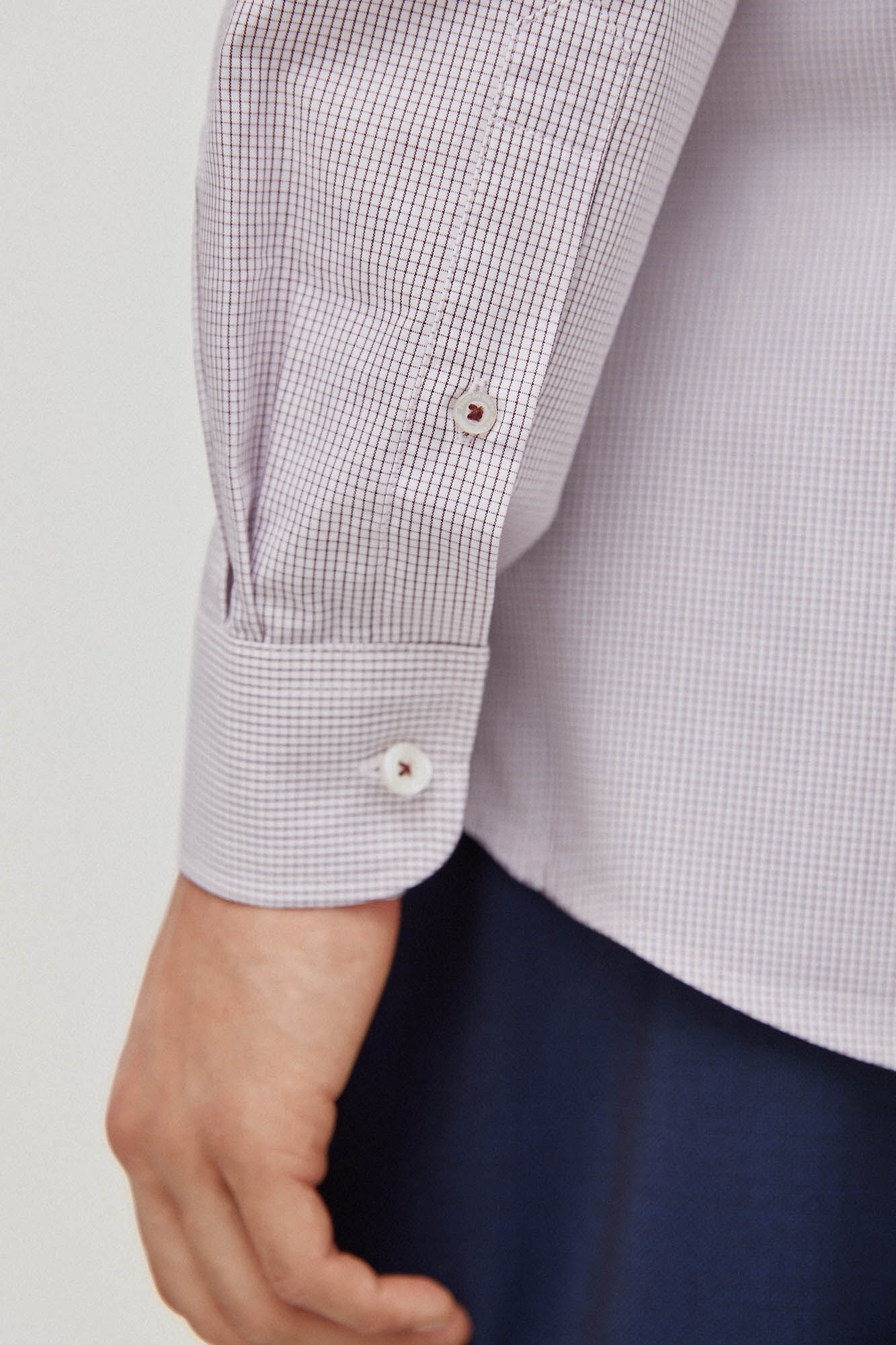 Pedro del Hierro Camisa vestir facil plancha y antimanchas cuadros regular fit Burdeos