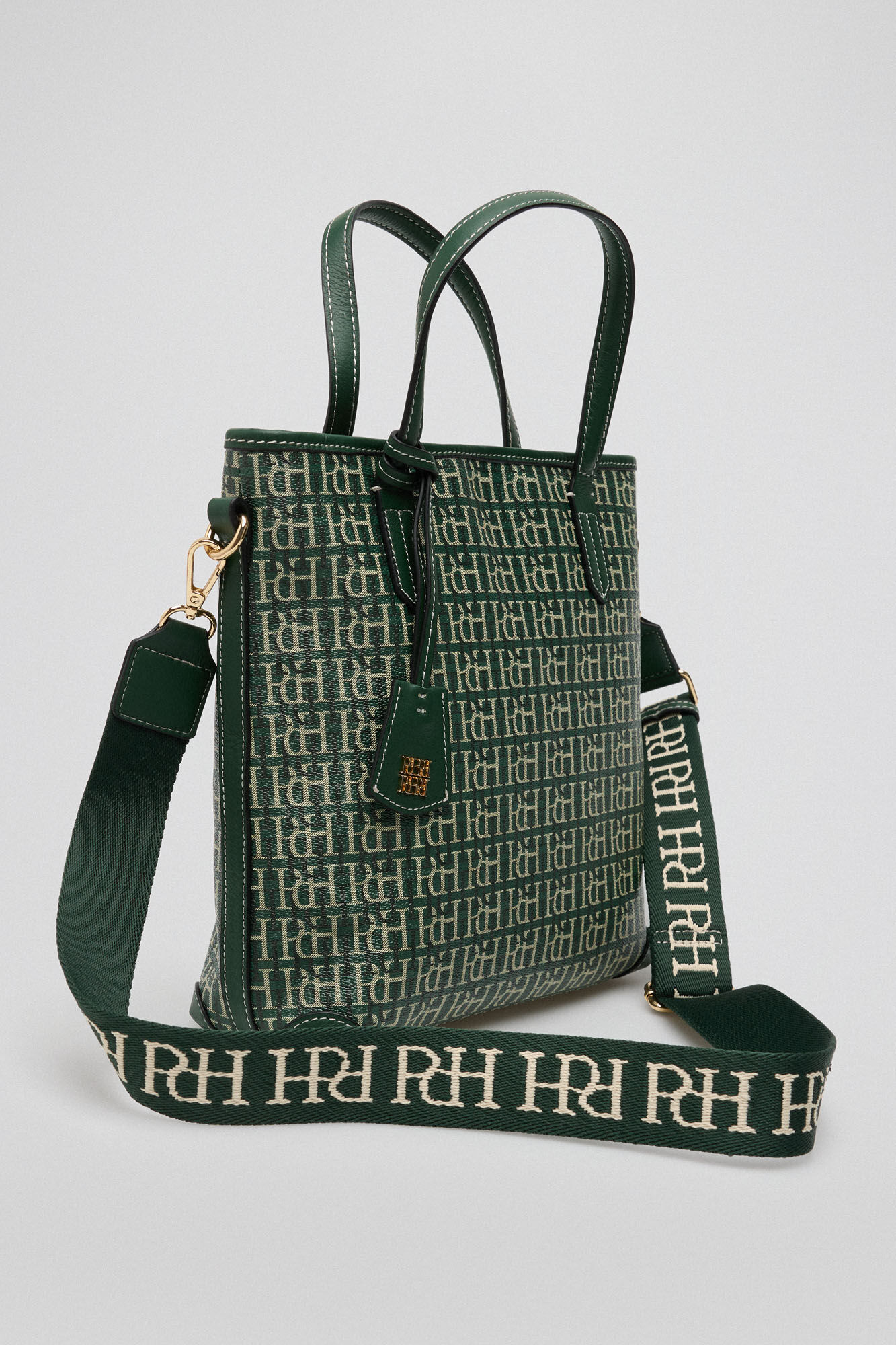 Pedro del Hierro Mini tote logo y piel Verde