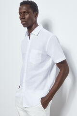 Pedro del Hierro Camisa lino algodón manga corta White