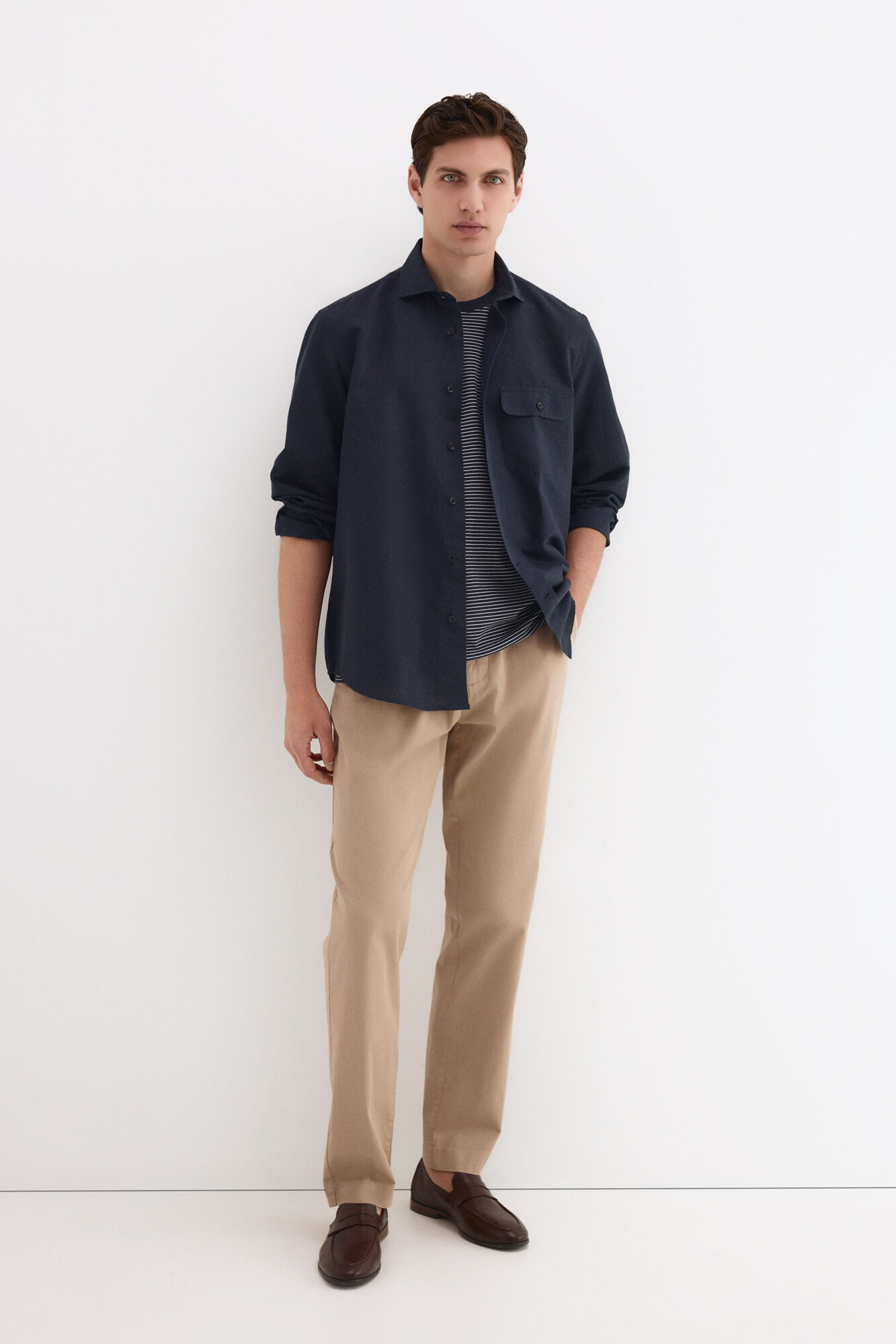 Pedro del Hierro Camisa lino bolsillos
