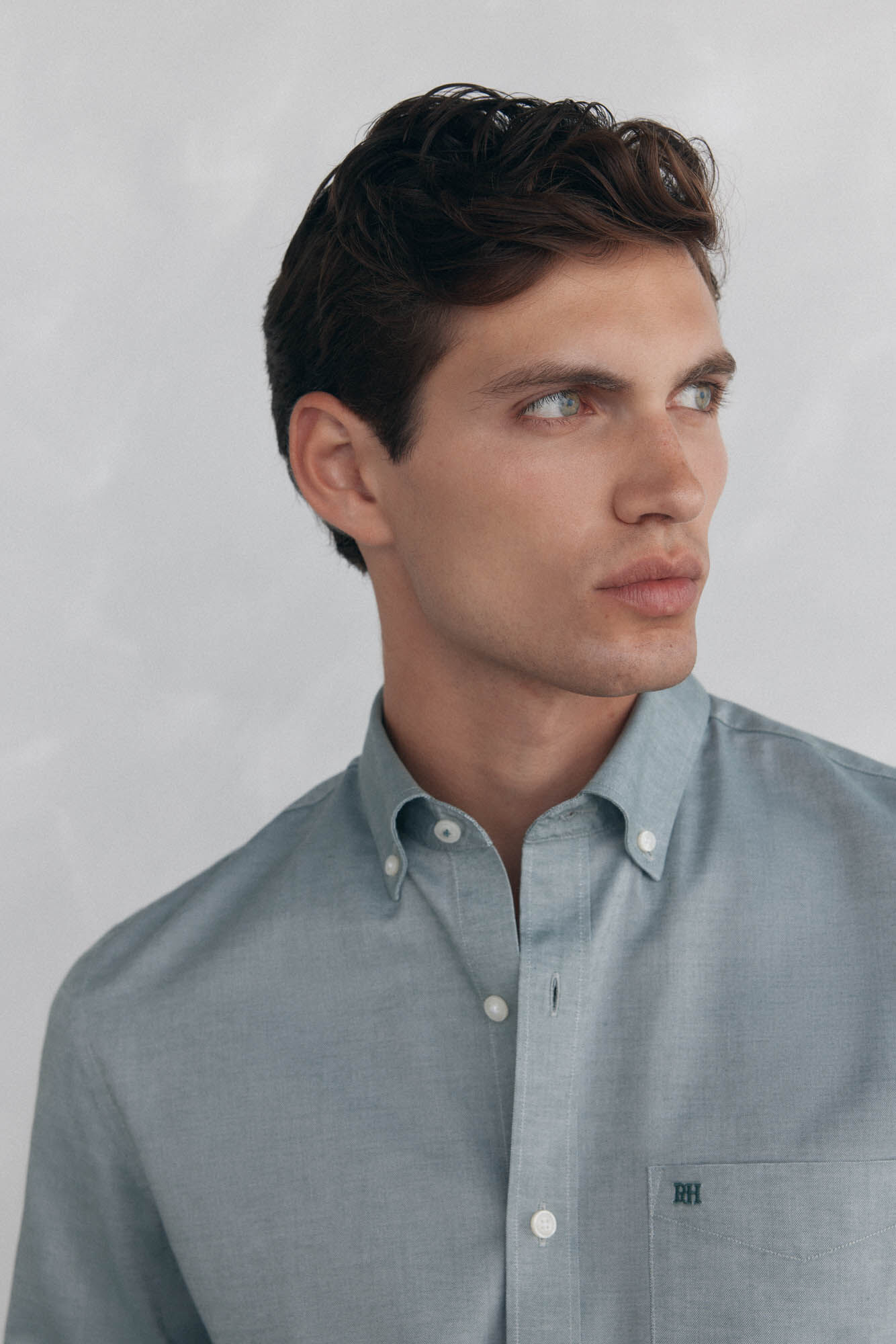 Pedro del Hierro Plain non-iron Oxford shirt Green