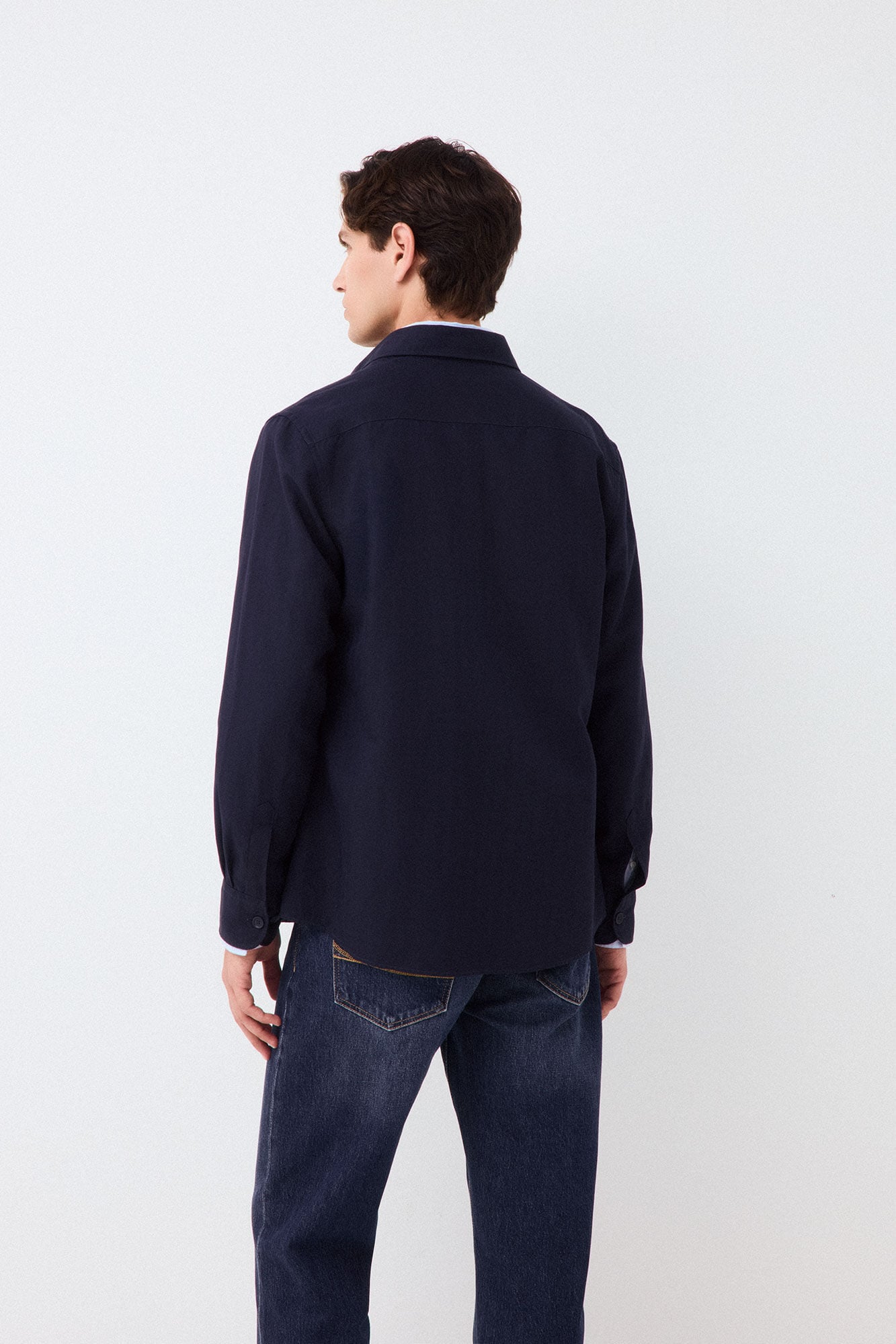 Pedro del Hierro Plain tencel linen overshirt Blue