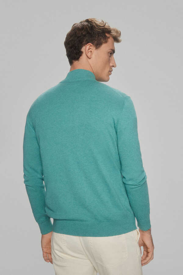 Pedro del Hierro Cotton/silk/cashmere half-zip jumper Blue