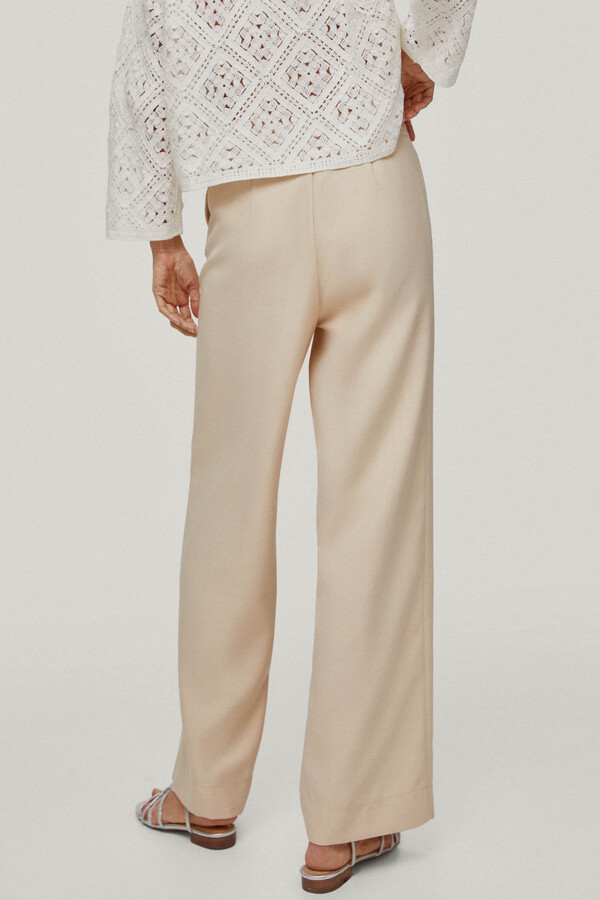 Pedro del Hierro High rise trousers with stitching Beige