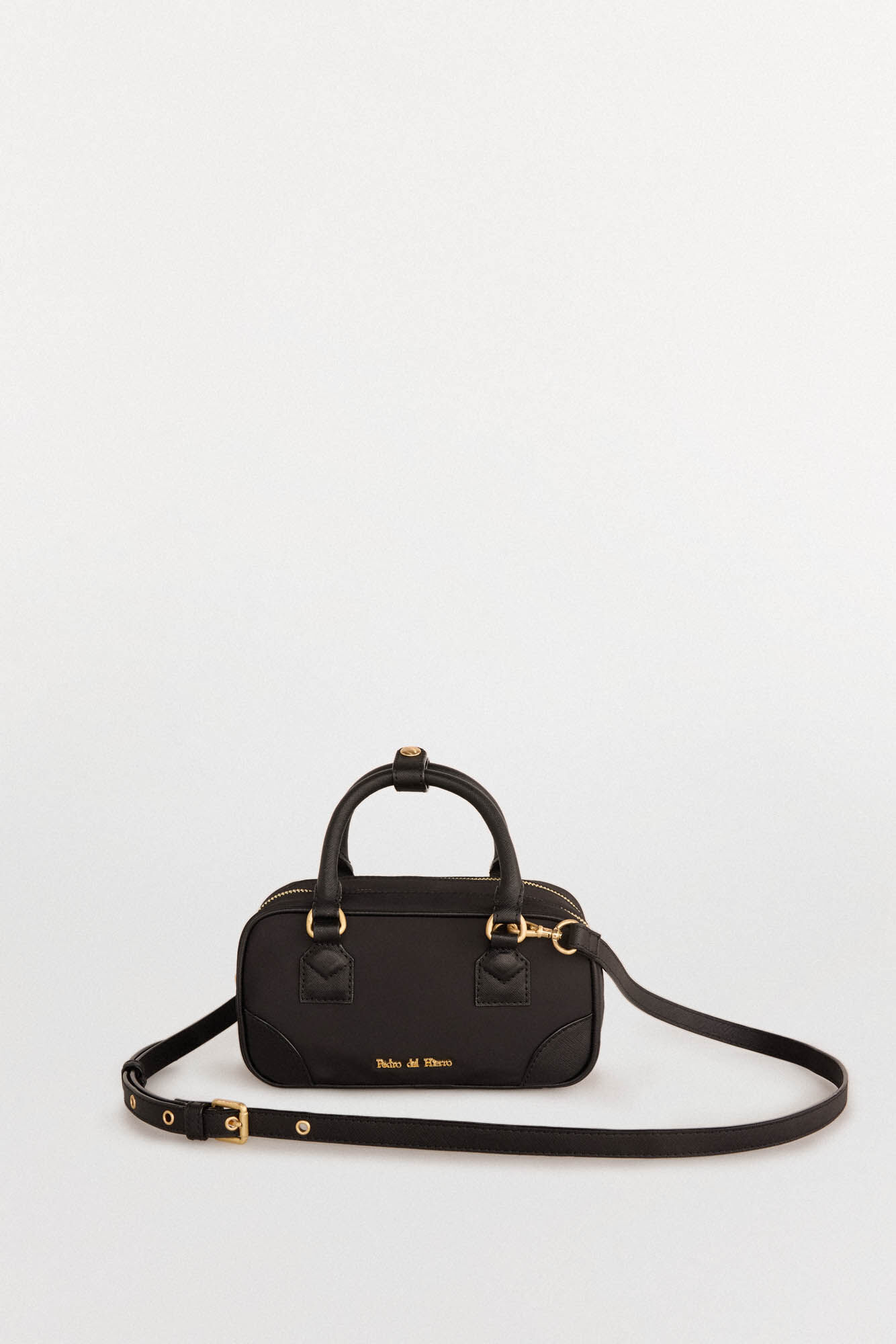 Pedro del Hierro Nylon crossbody bag with zippers Black