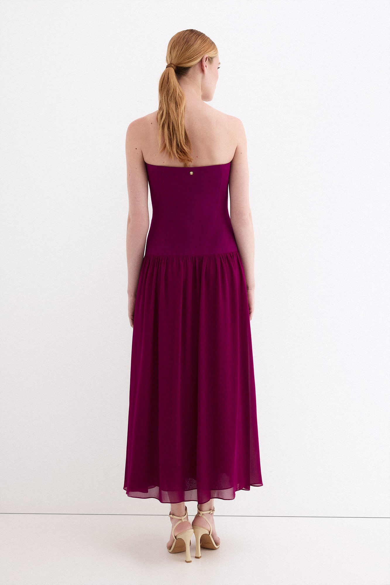 Pedro del Hierro Strapless dress with cape detail Purple