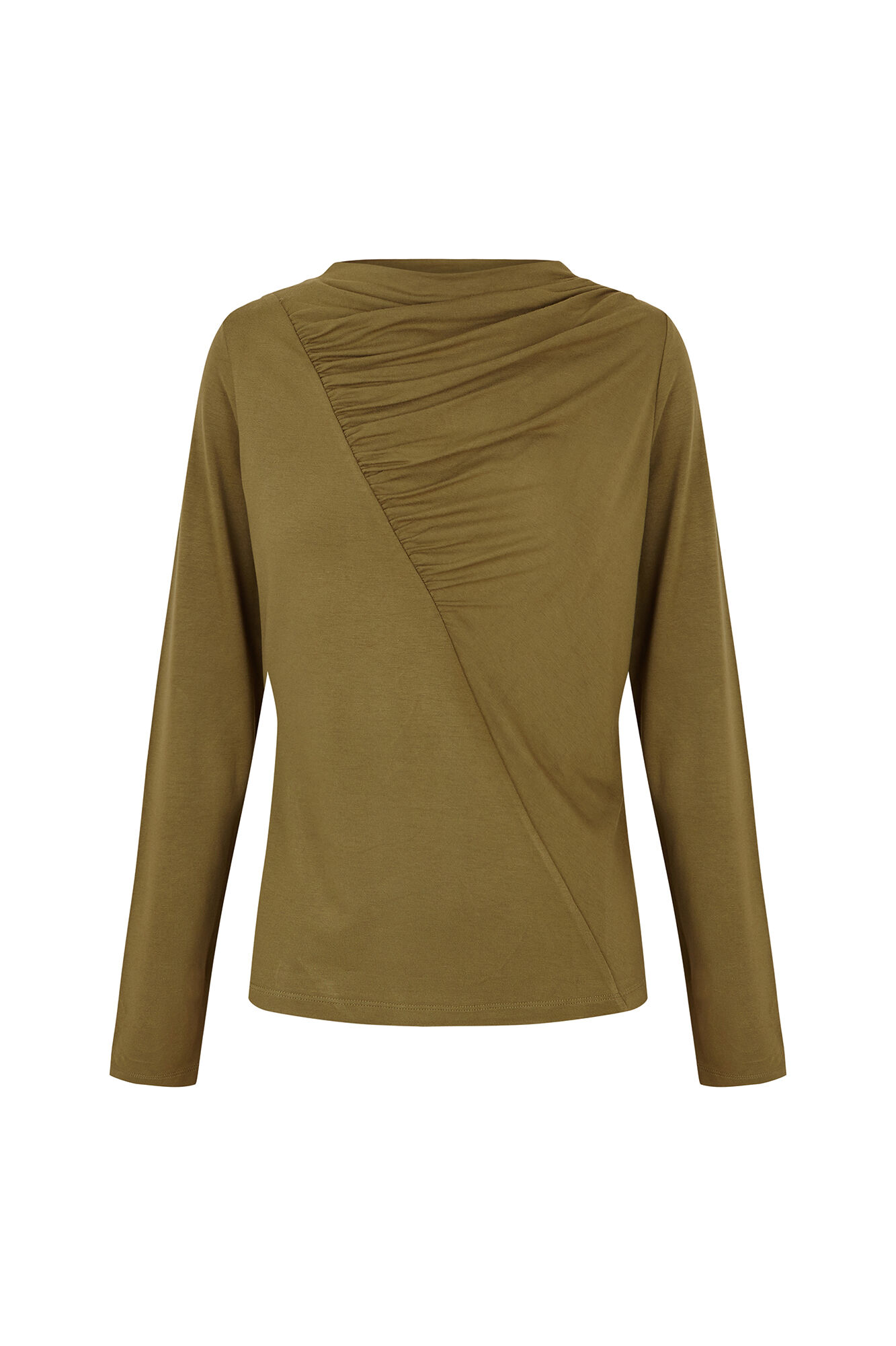 Pedro del Hierro Top drapeado gola alta Verde