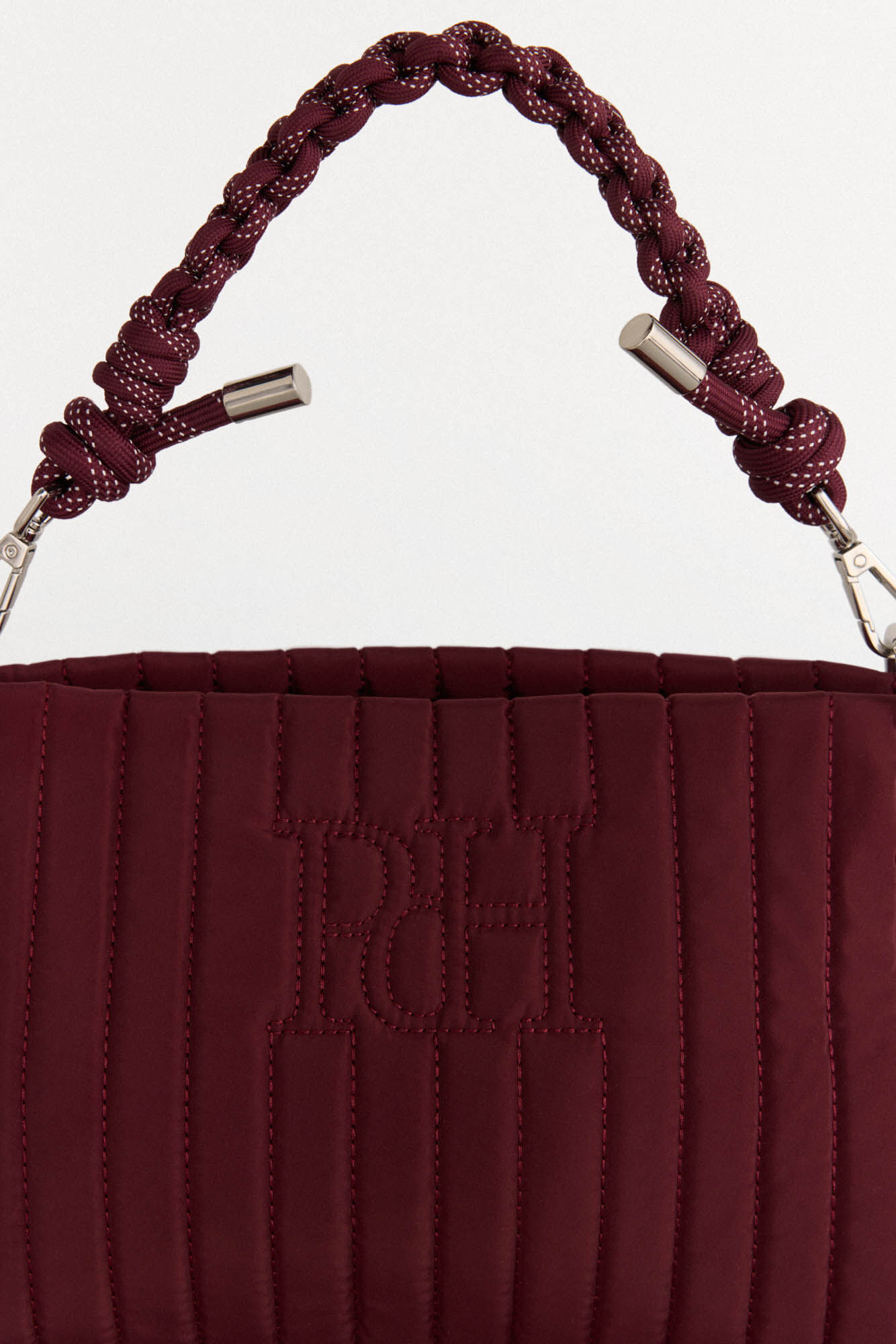 Pedro del Hierro Nylon shoulder bag with zip fastening and drawstring handle Burgundy