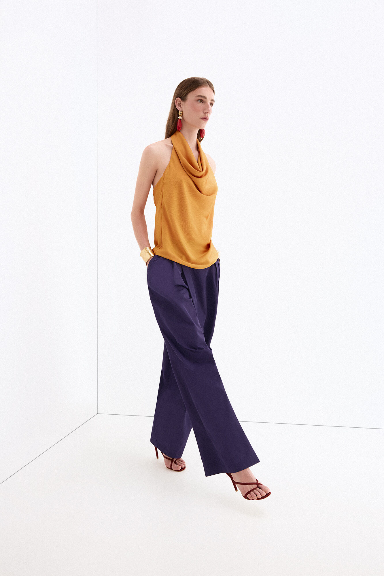 Pedro del Hierro Taffeta trousers Blue