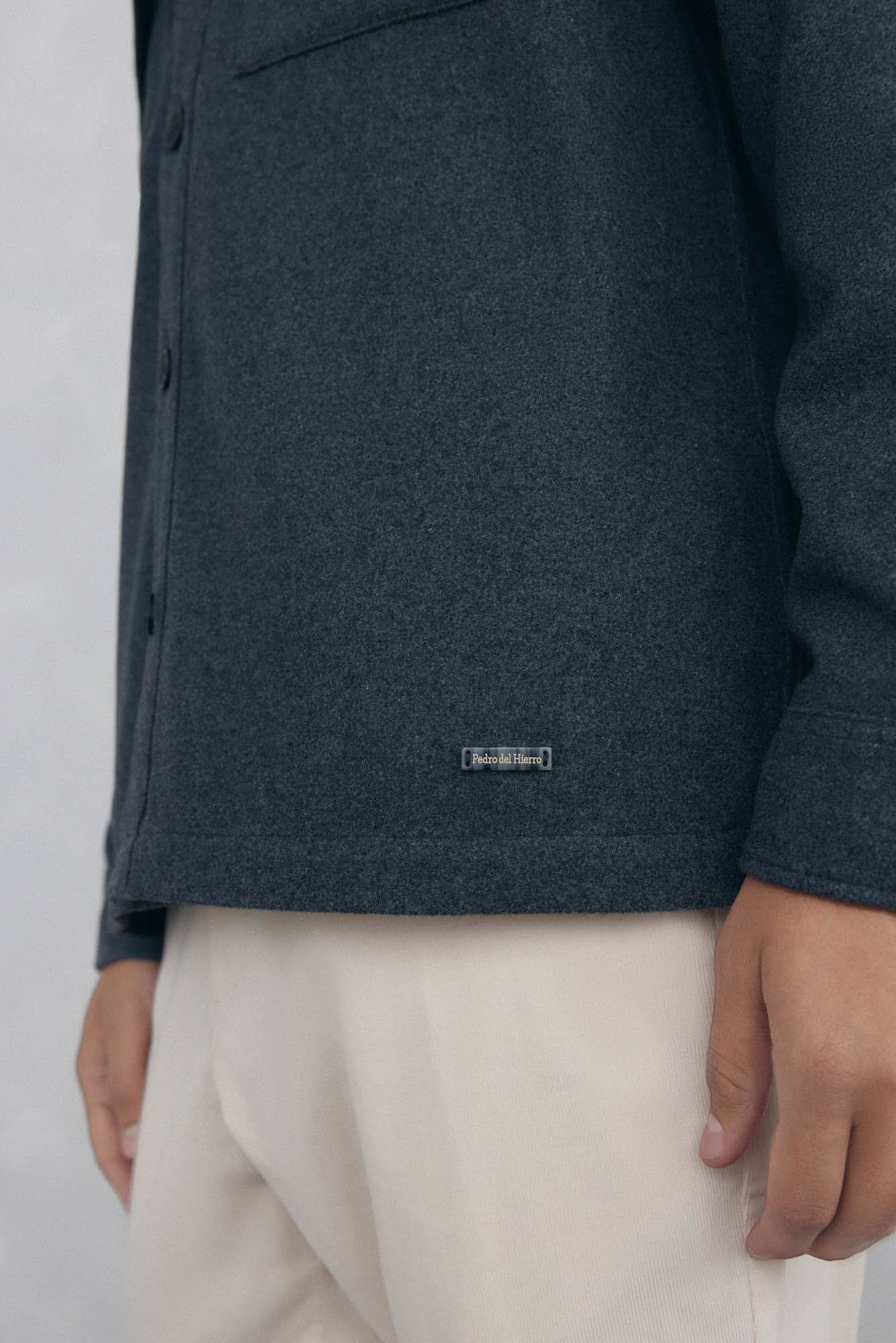 Pedro del Hierro Plain wool overshirt Grey