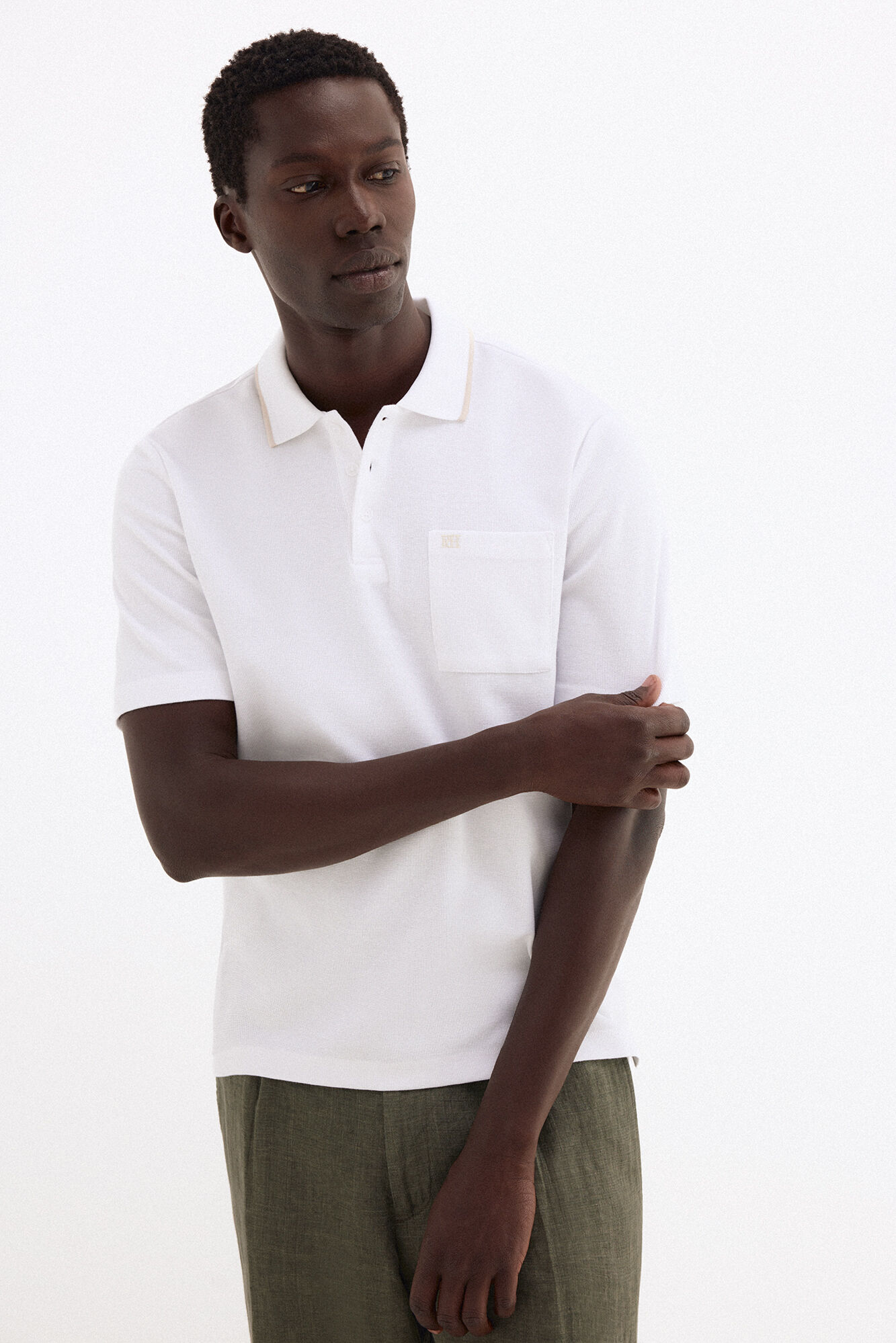 Pedro del Hierro Textured polo shirt White