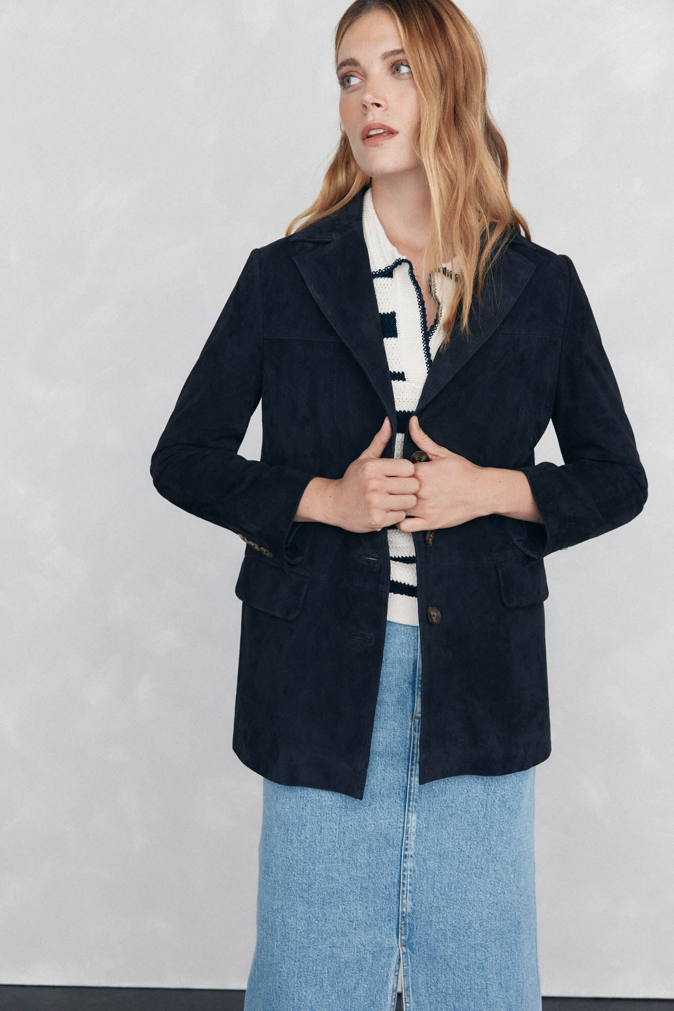 Pedro del Hierro Jaqueta longa de camur&ccedil;a Azul