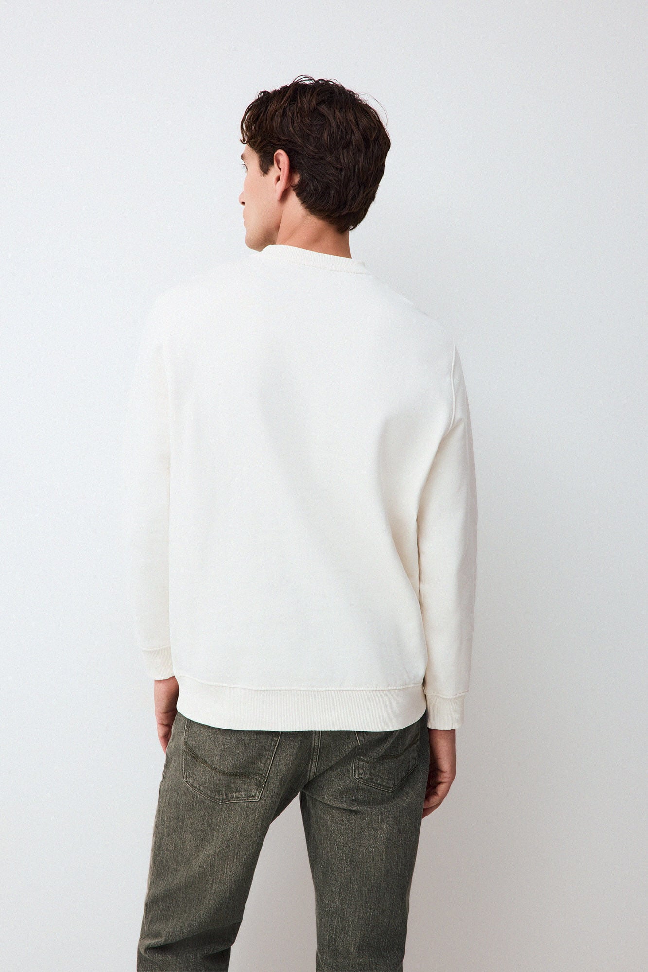 Pedro del Hierro Crew neck logo sweatshirt Ecru