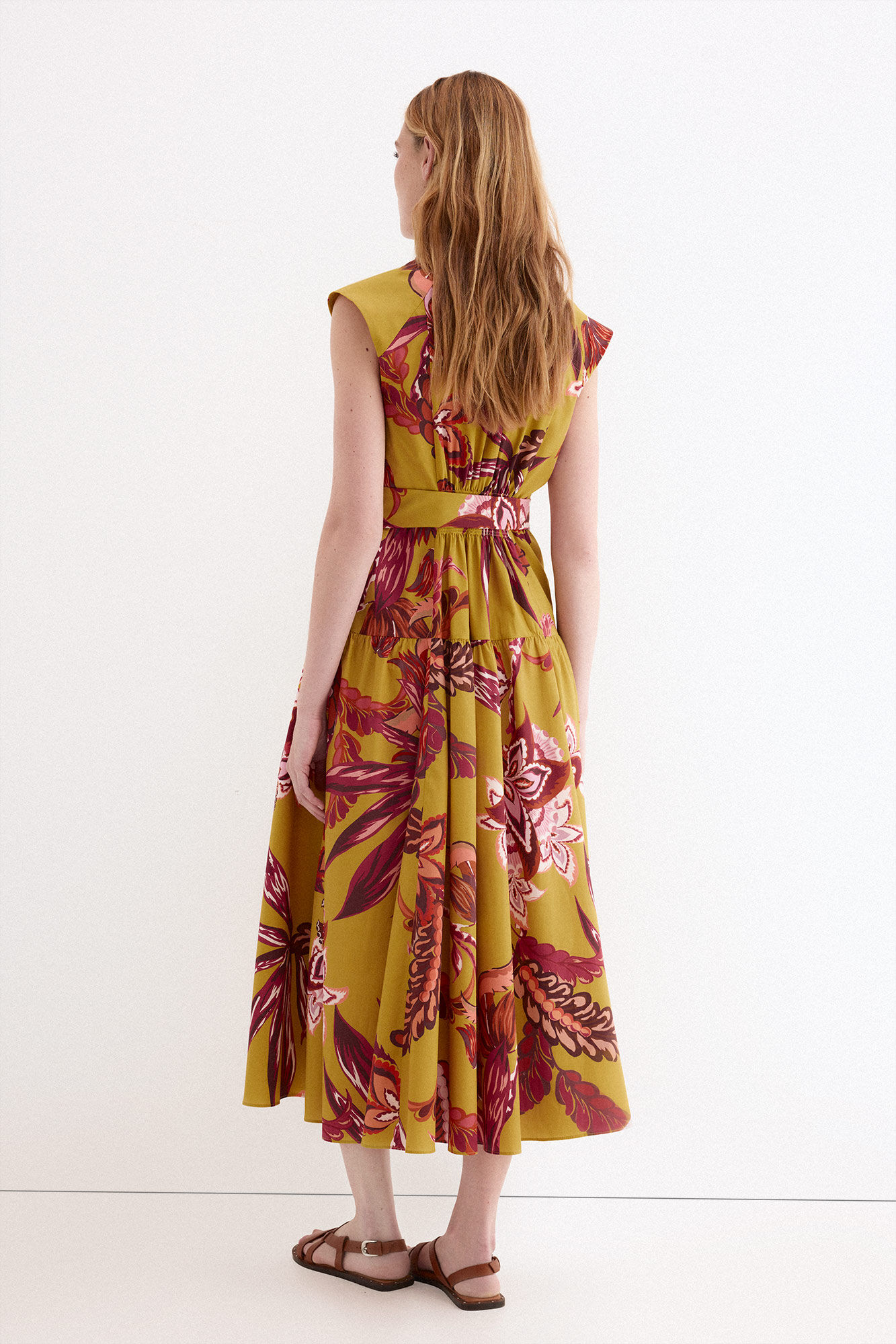 Pedro del Hierro Vestido camiseiro sem mangas estampado Amarelo