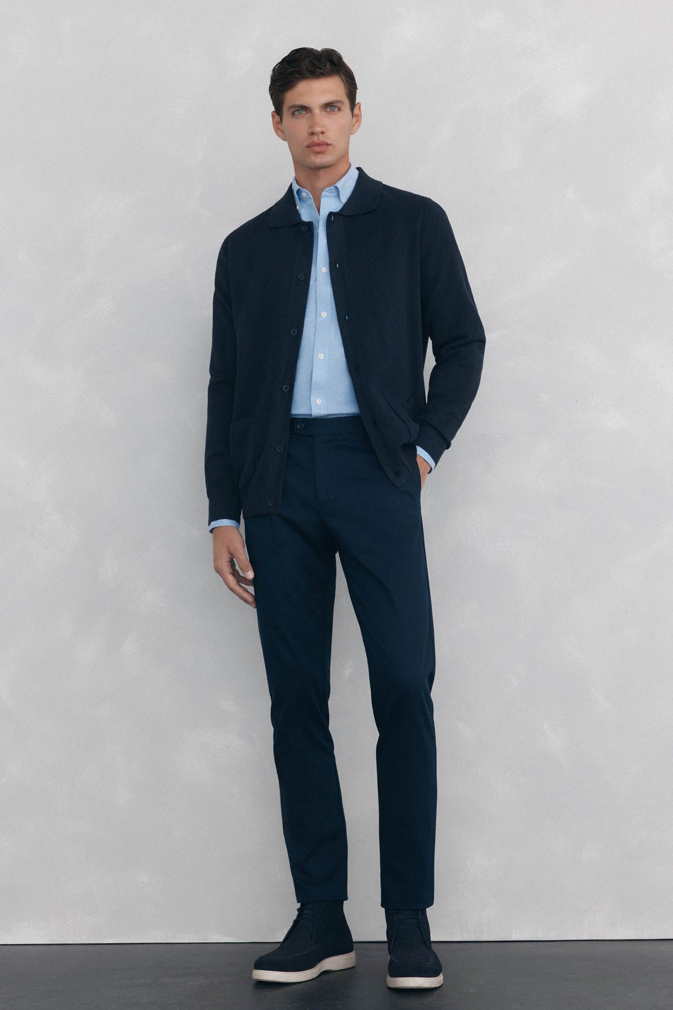Pedro del Hierro Plain non-iron Oxford shirt Blue