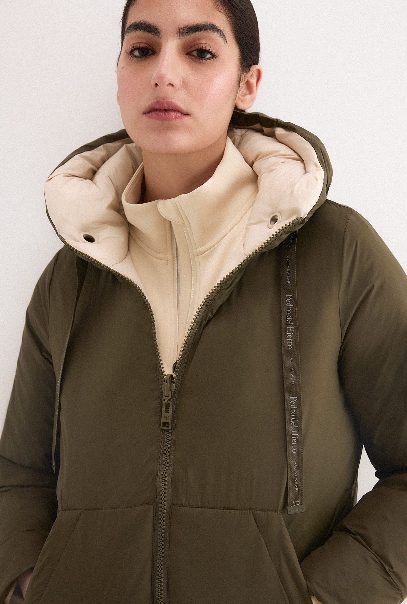 Pedro del Hierro Reversible hooded parka Green
