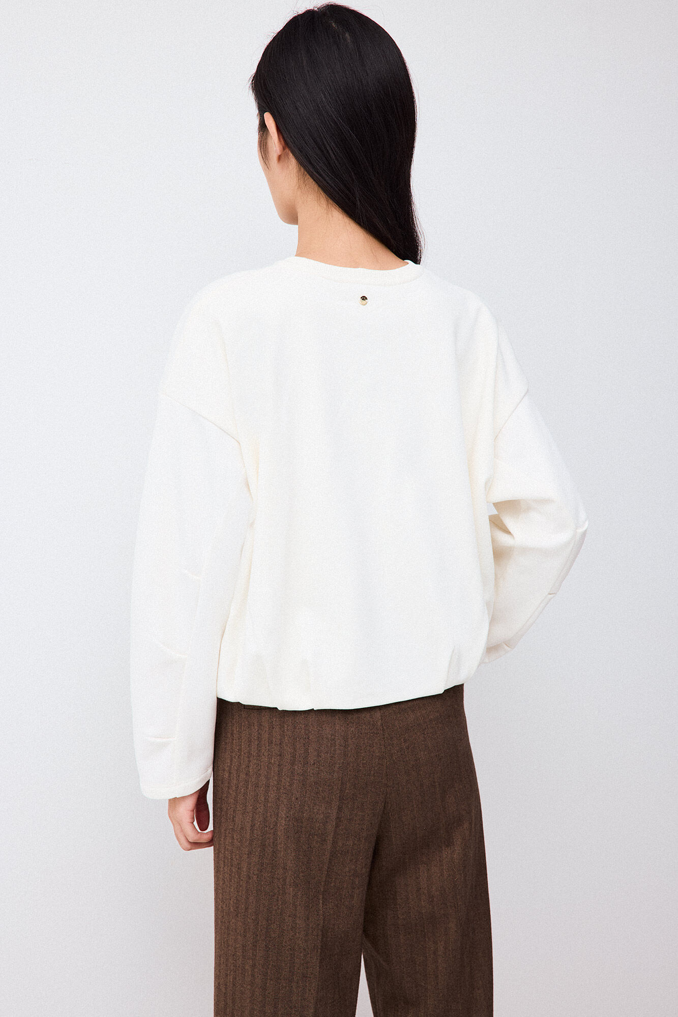 Pedro del Hierro Sudadera amplia cuello redondo Crudo