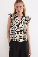 Pedro del Hierro Two-tone print blouse Beige