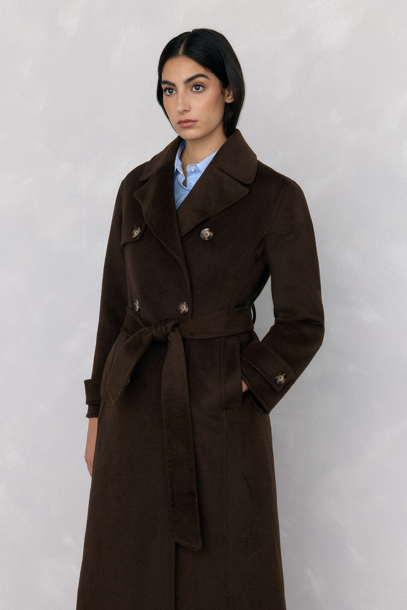 Pedro del Hierro Sobretudo longo de dois trench Marrom