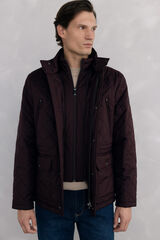 Pedro del Hierro Diamond-patterned quilted jacket Burgundy