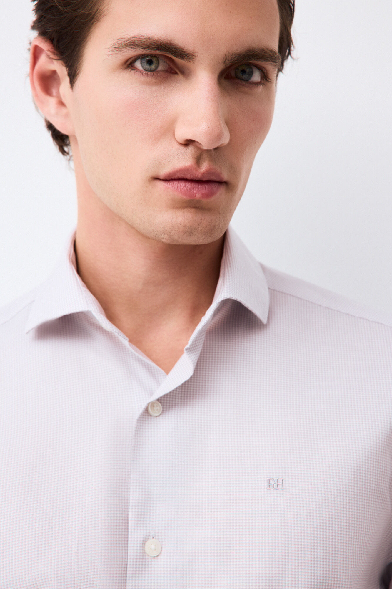 Pedro del Hierro Micro check non-iron + anti-stain slim fit dress shirt