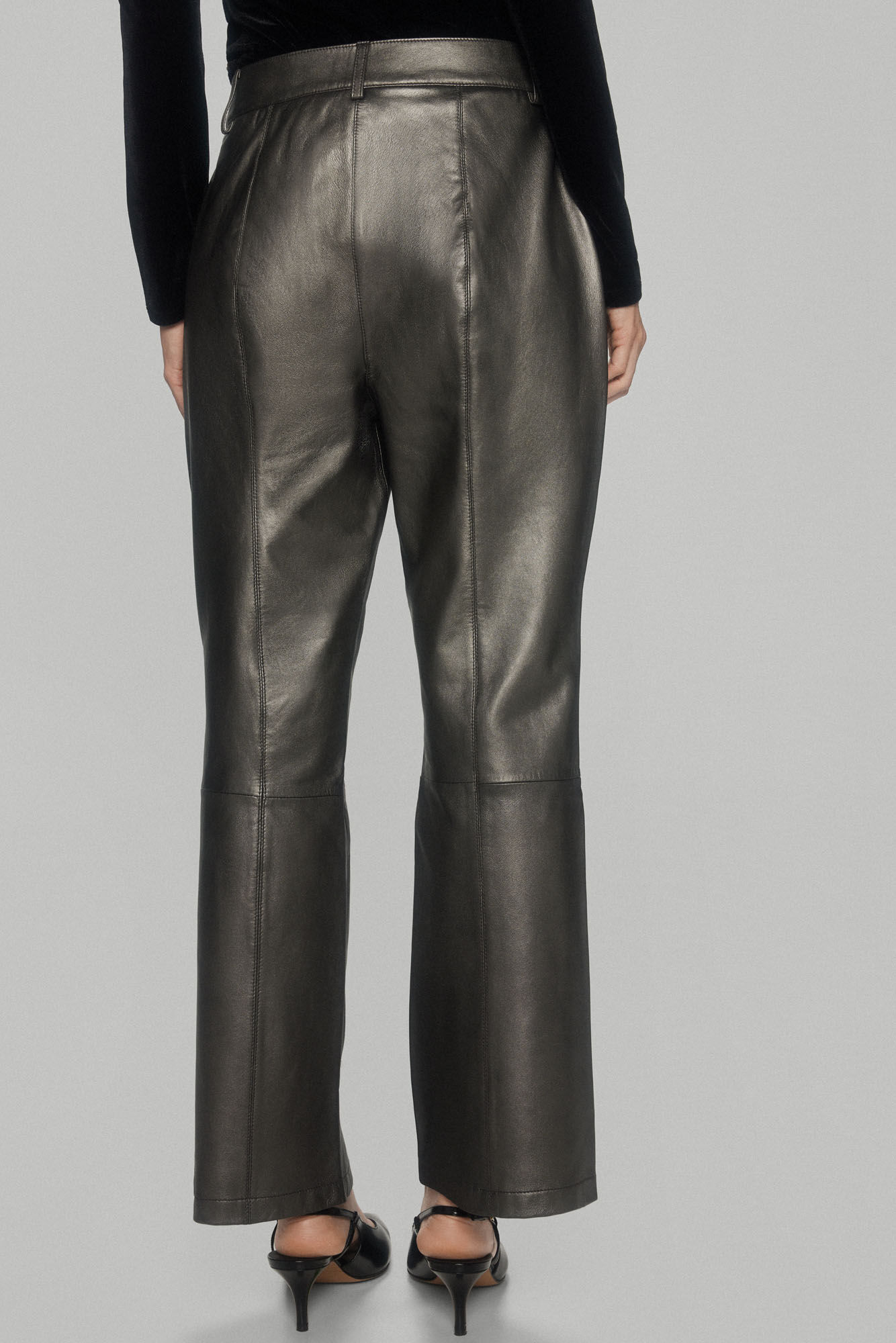 Pedro del Hierro Flared leather trousers Grey