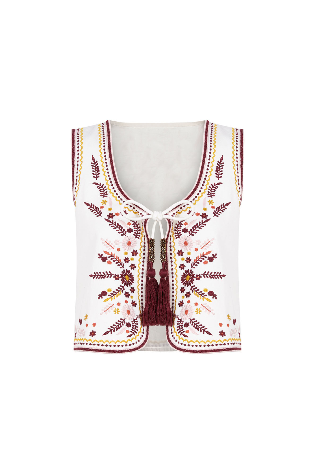 Pedro del Hierro Multicoloured embroidered gilet White