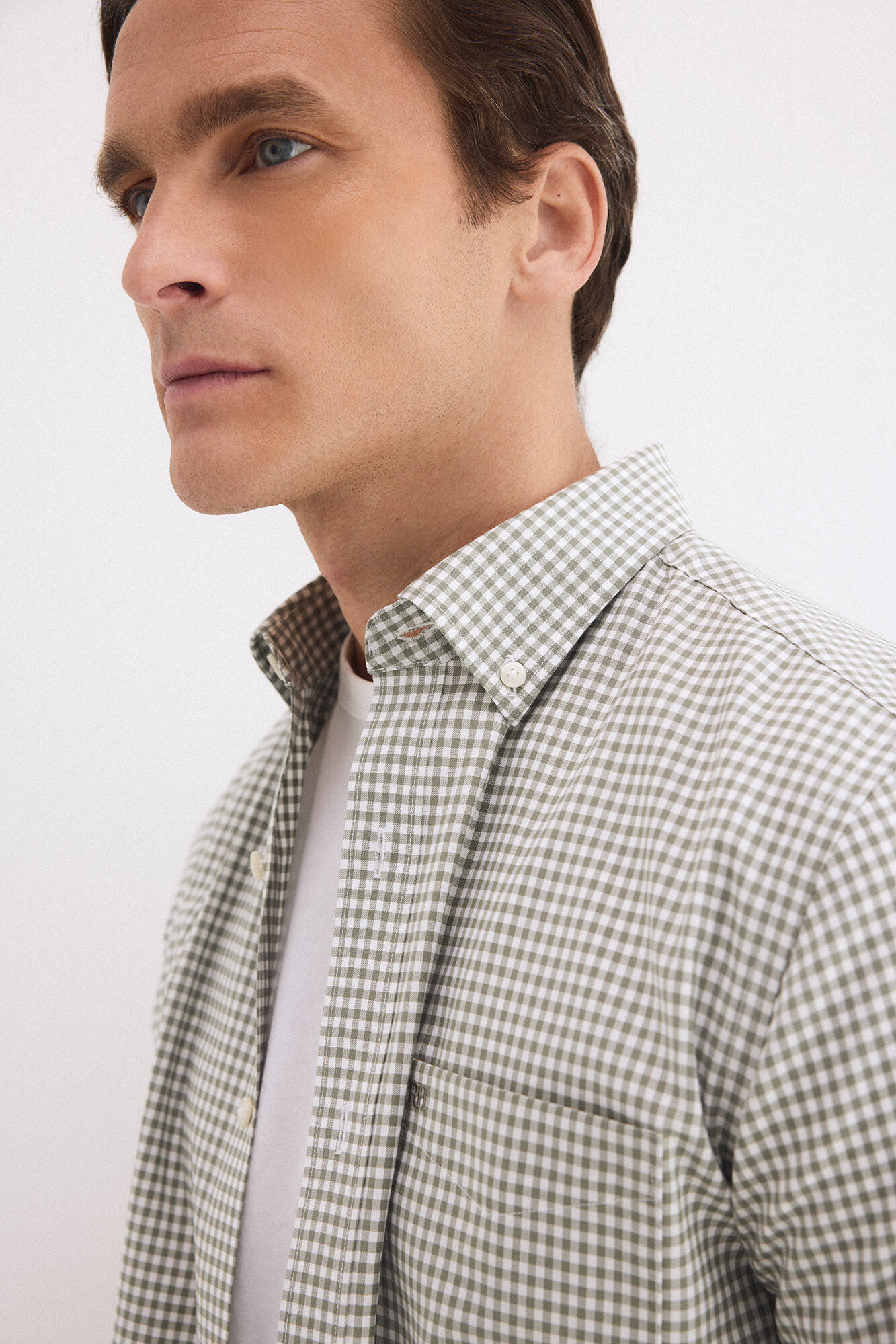 Pedro del Hierro Non iron plaid short sleeve shirt Green