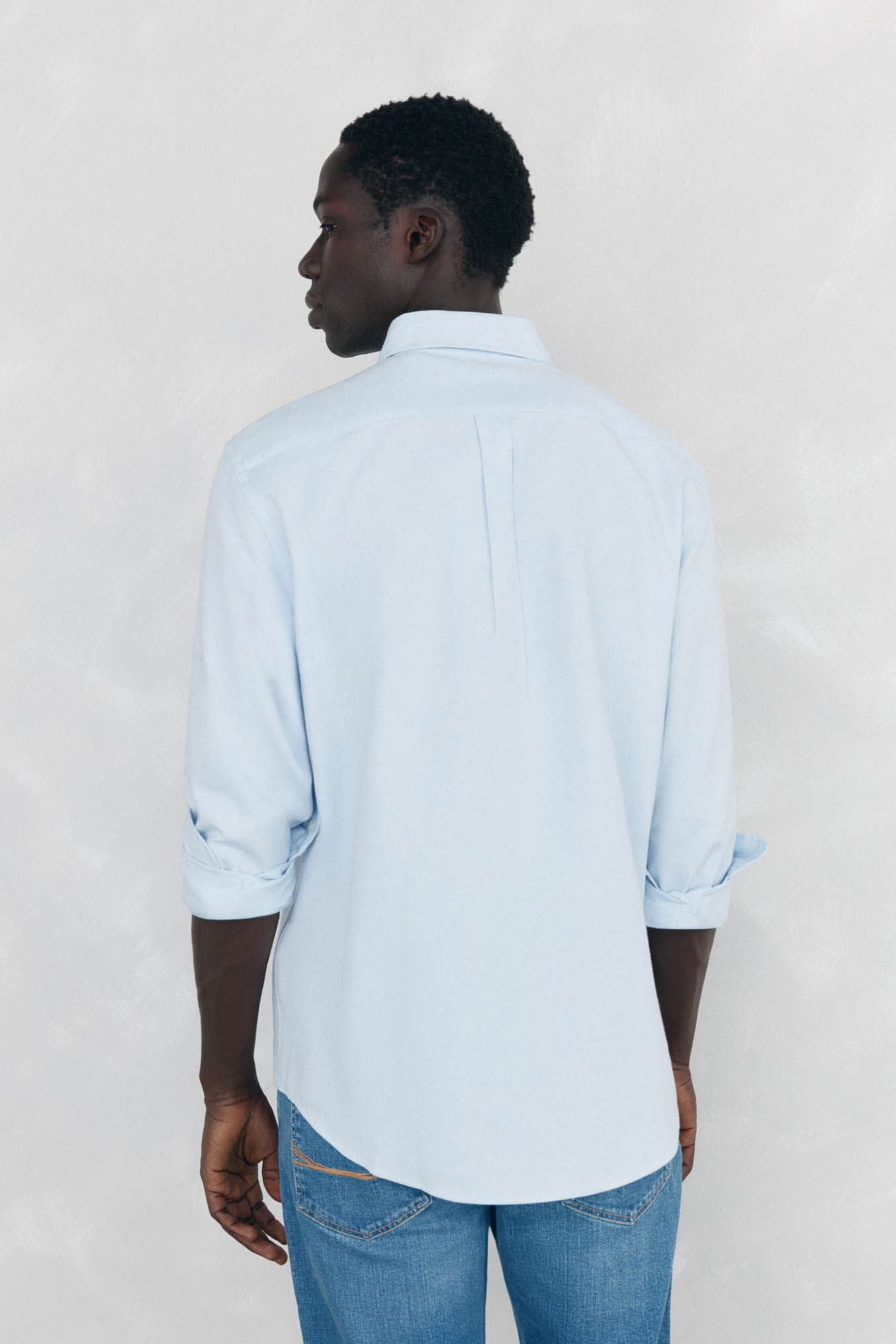 Pedro del Hierro Plain Brushed Oxford Shirt Blue