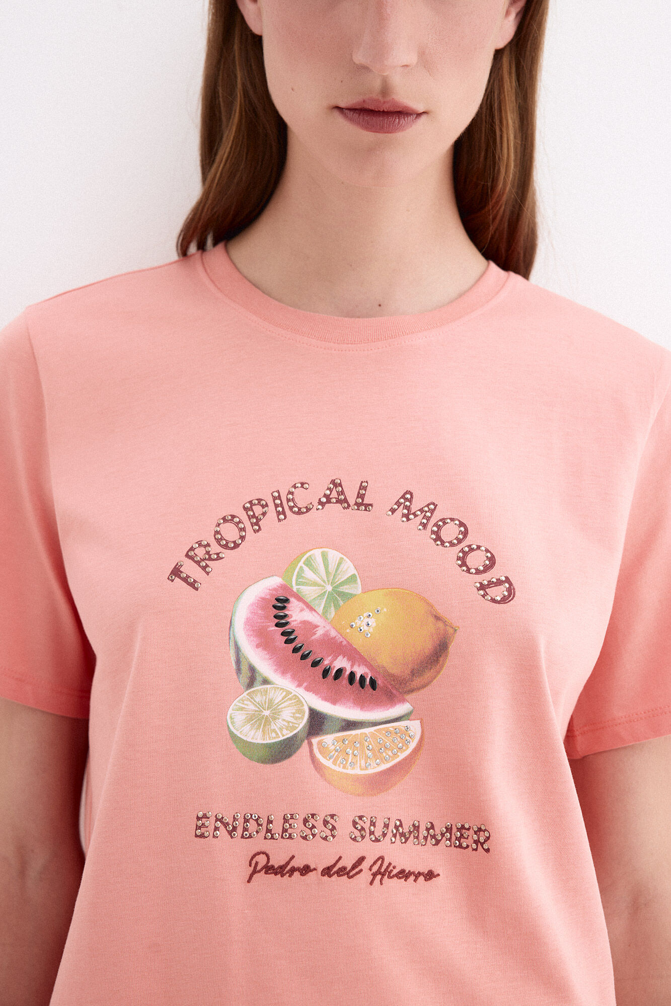 Pedro del Hierro Short sleeve T-shirt with front print Orange