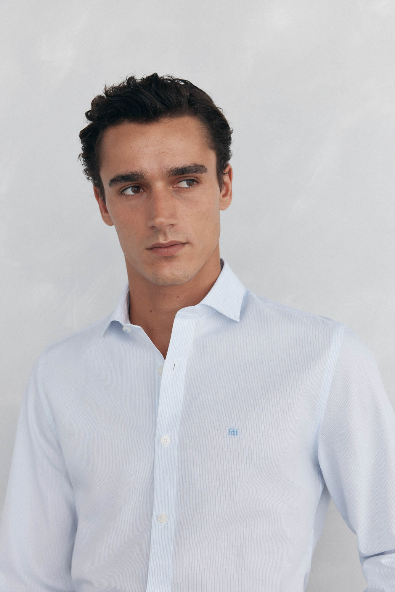 Pedro del Hierro Easy-iron micro-stripe shirt + anti-odor slim fit Blue
