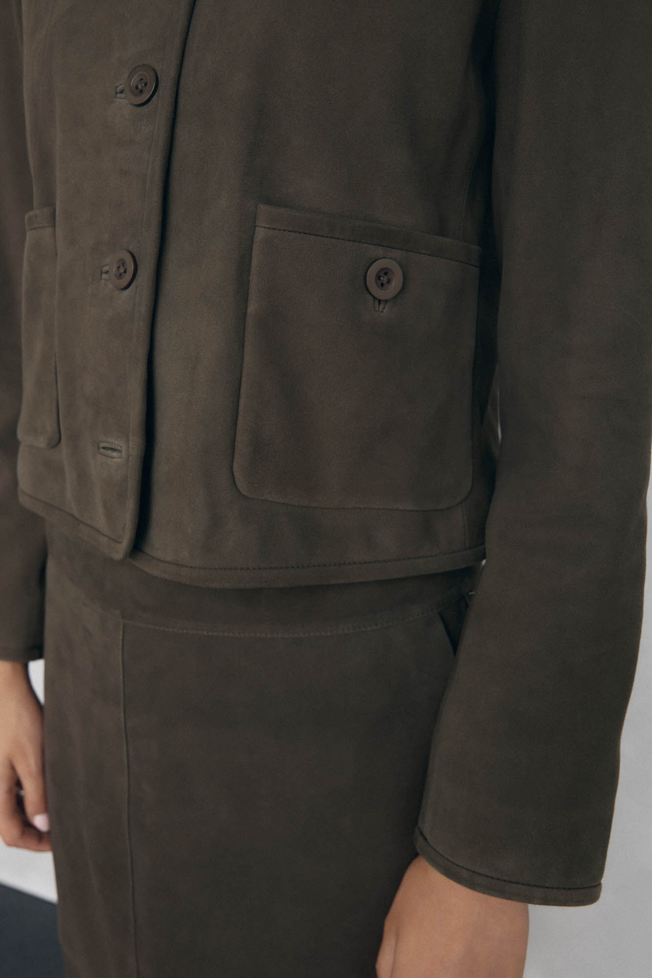 Pedro del Hierro Short suede jacket Green