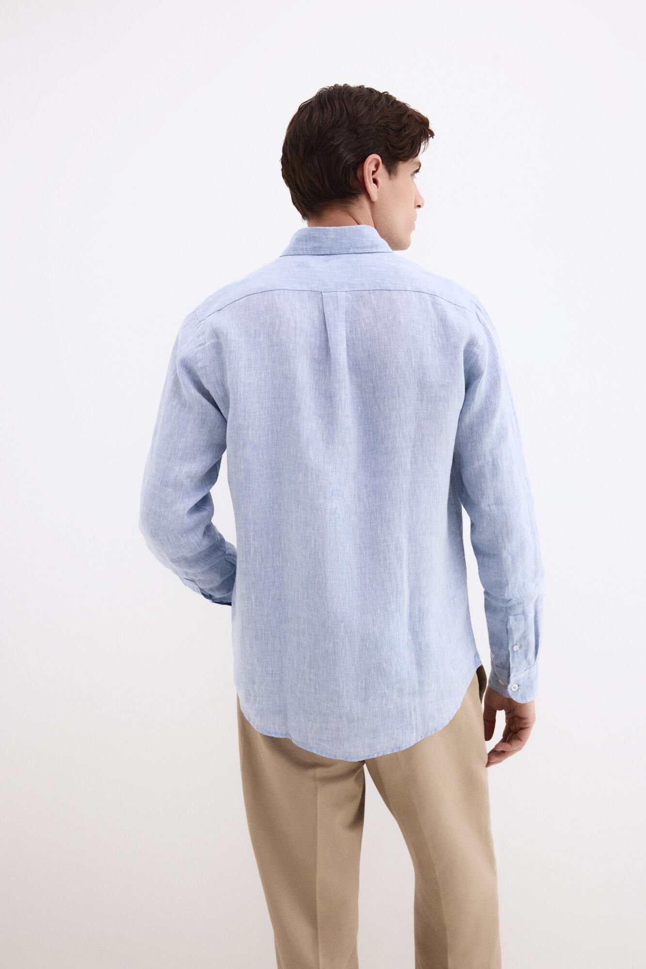 Pedro del Hierro Plain linen shirt Blue
