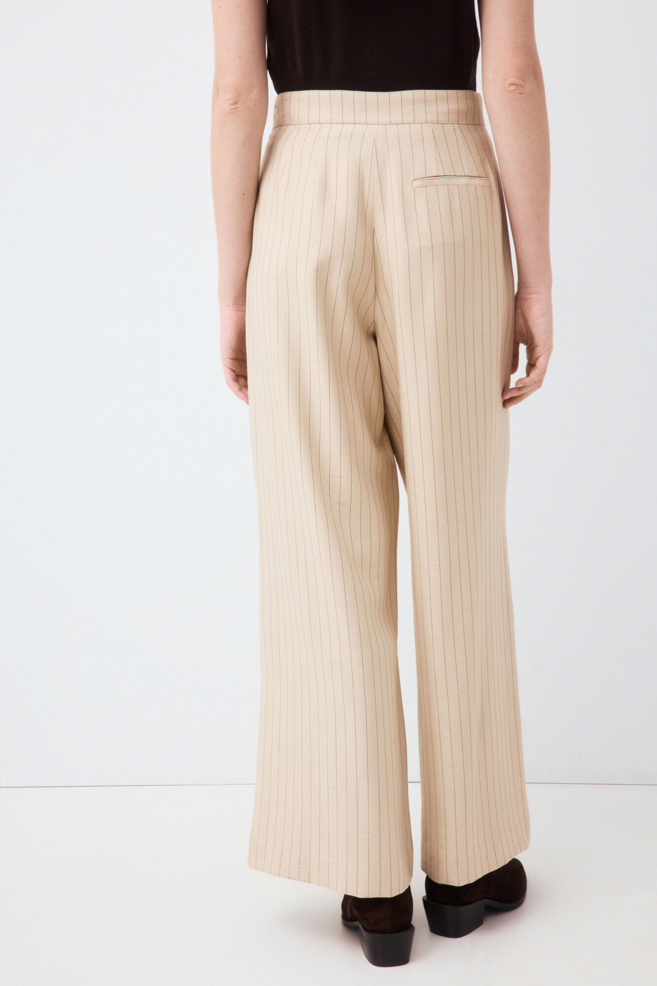 Pedro del Hierro Striped straight trousers Ecru