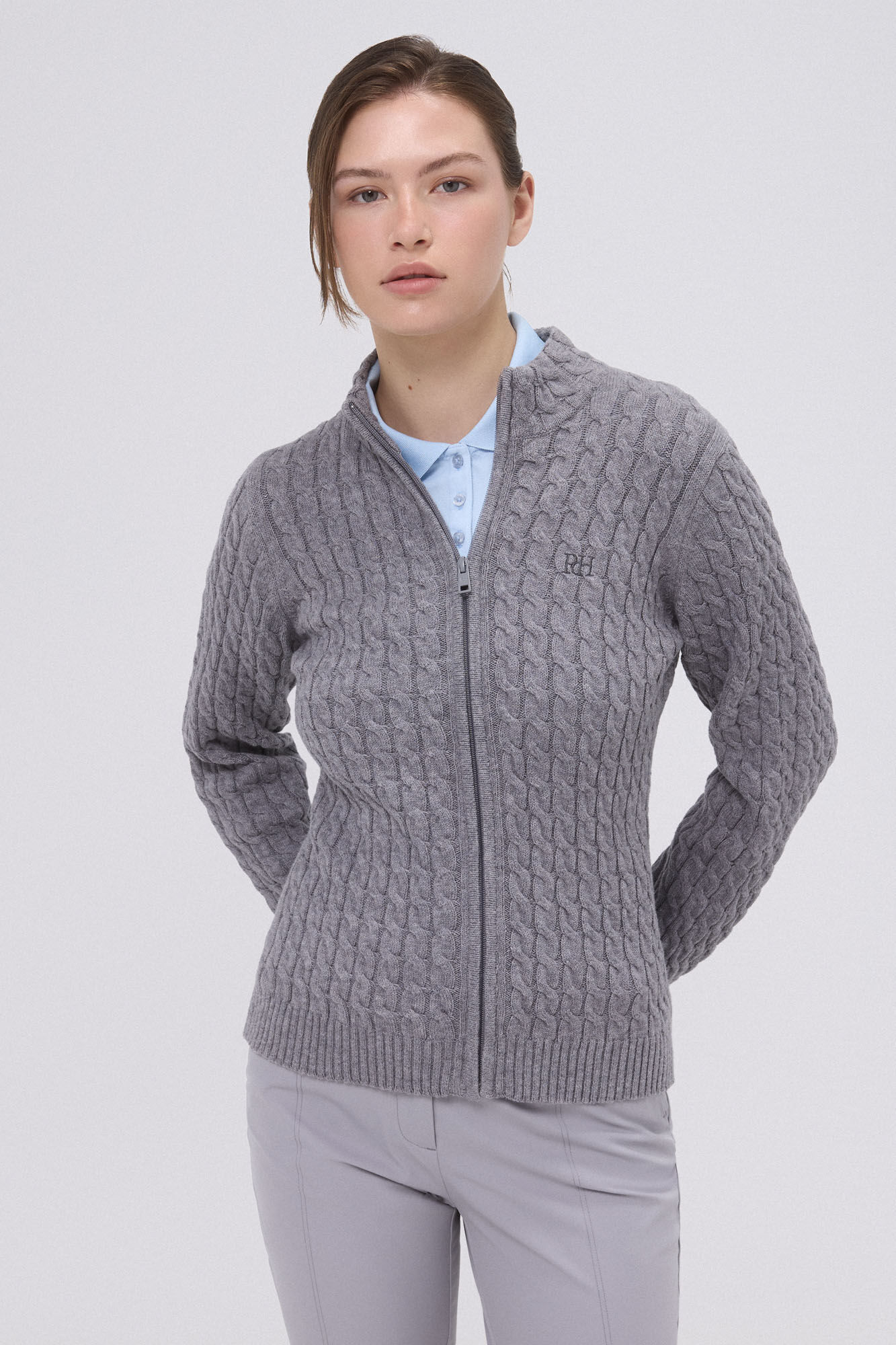 Pedro del Hierro Jaqueta de malha cinza golfe Azul