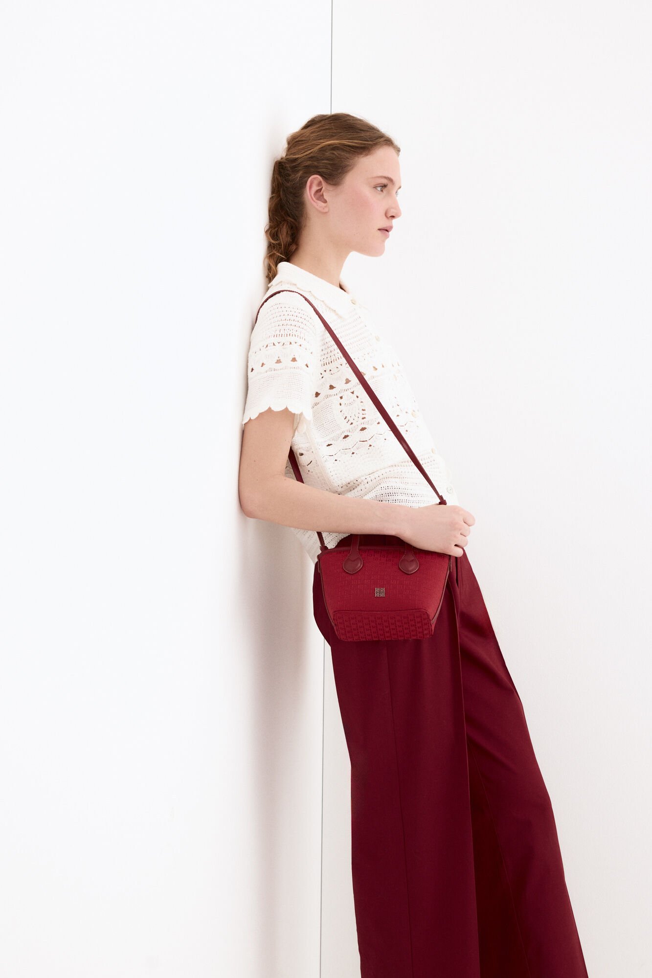 Pedro del Hierro Knit crochet-look polo neck top White