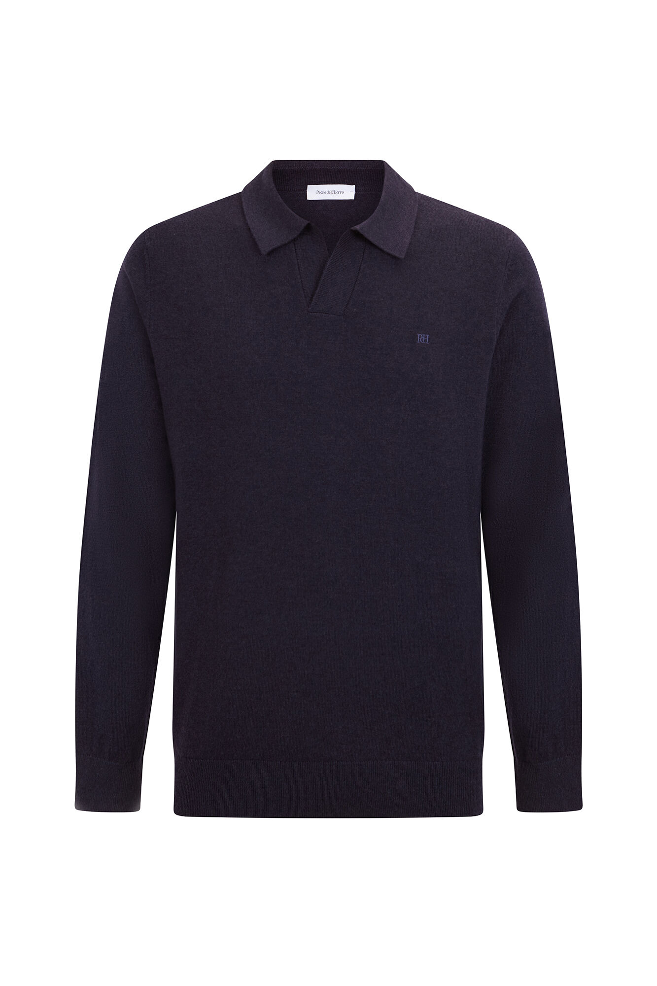 Pedro del Hierro Johnny neck sweater in merino wool and cashmere Blue