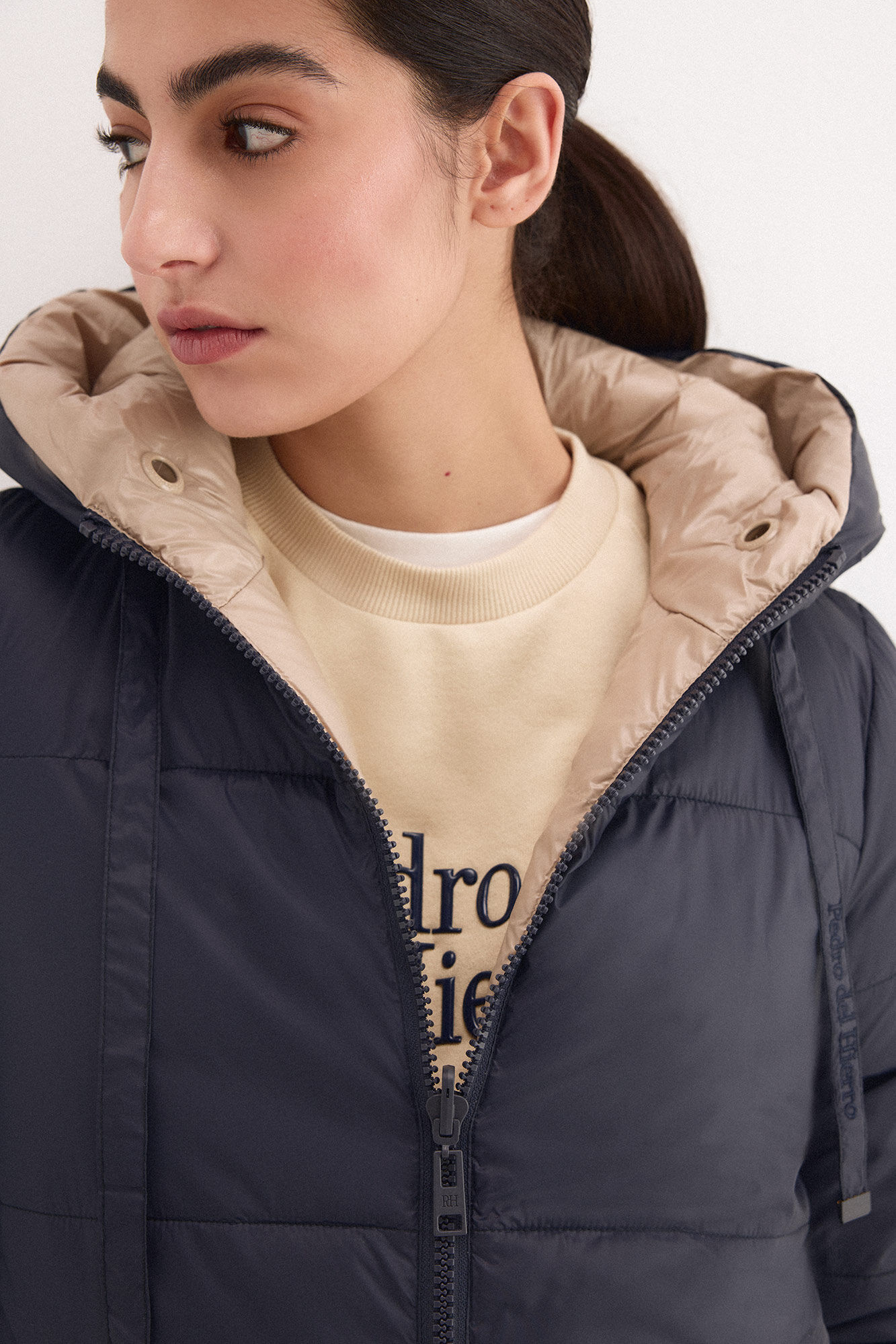 Pedro del Hierro Reversible hooded parka Blue