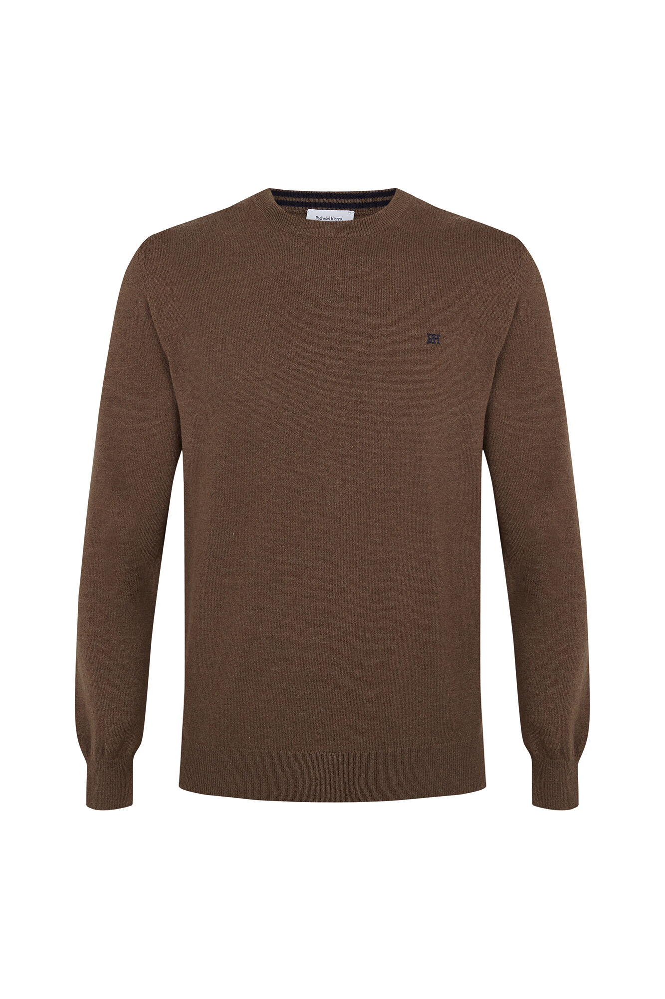 Pedro del Hierro Jersey premium lana merino cashmere Marr&oacute;n