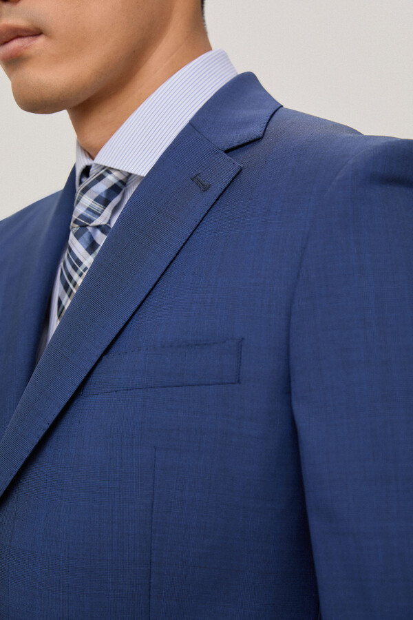 Pedro del Hierro Americana traje cuadro gales en tailored fit Blue