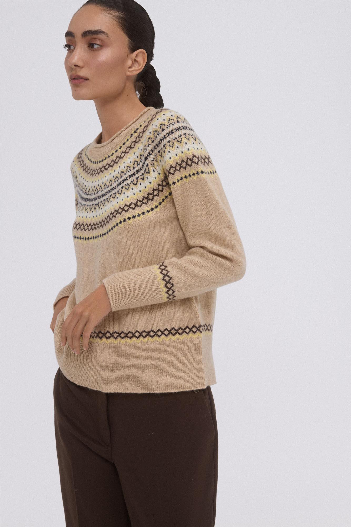 Pedro del Hierro Jersey jacquard greca Marr&oacute;n