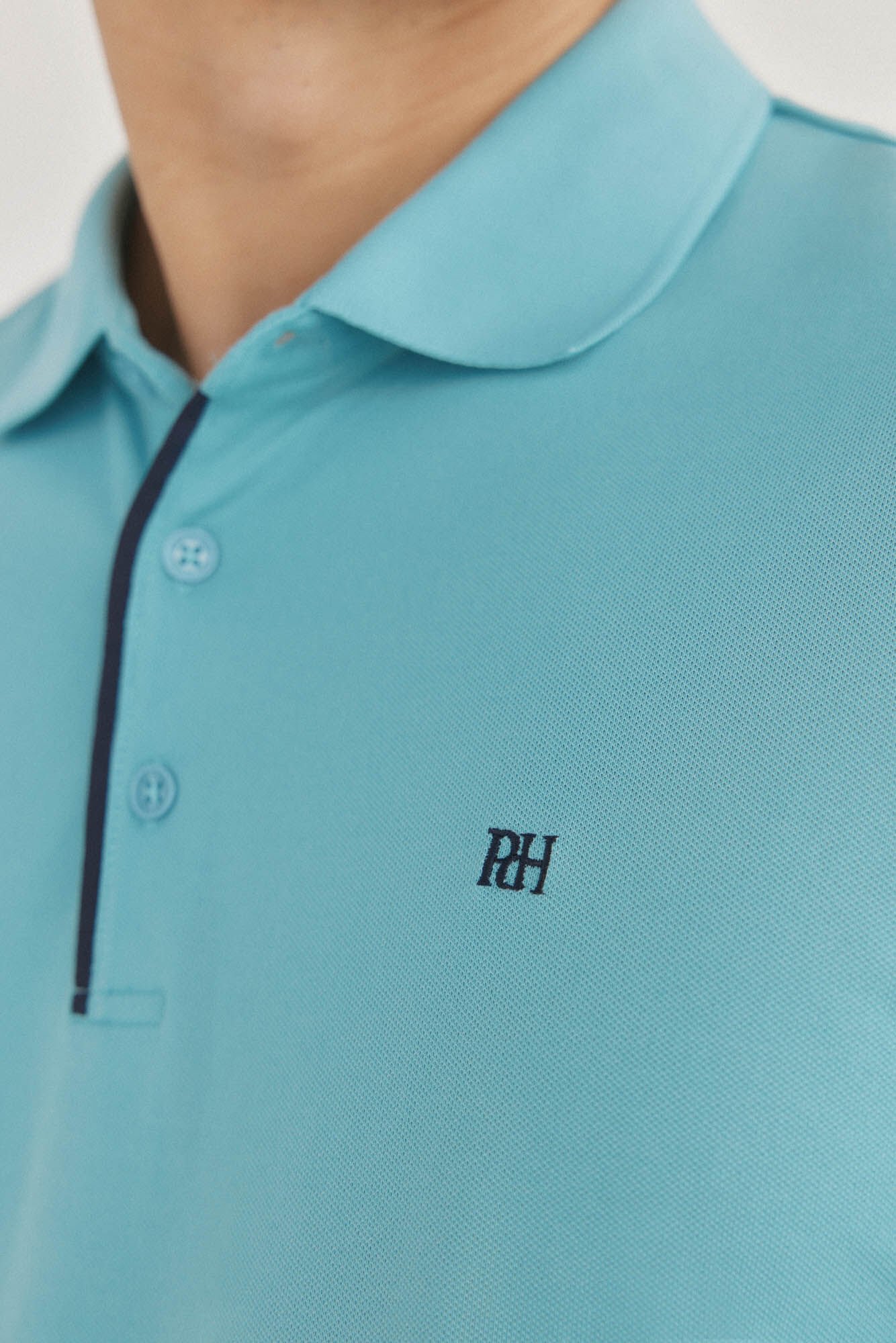 Pedro del Hierro Polo com punhos contrastantes Turquesa