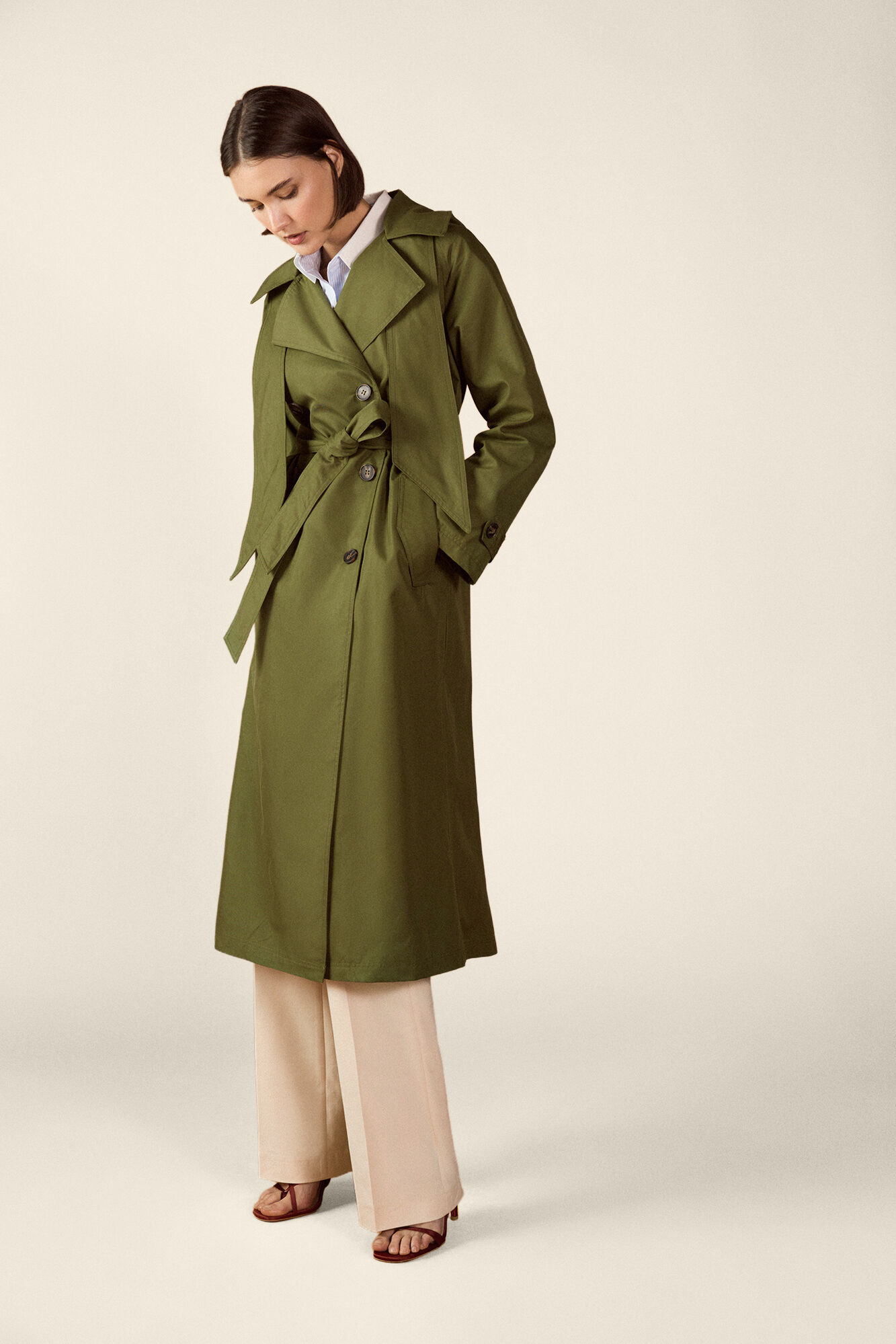 TFP by Tamara Falc&oacute; Long hooded trench coat Green